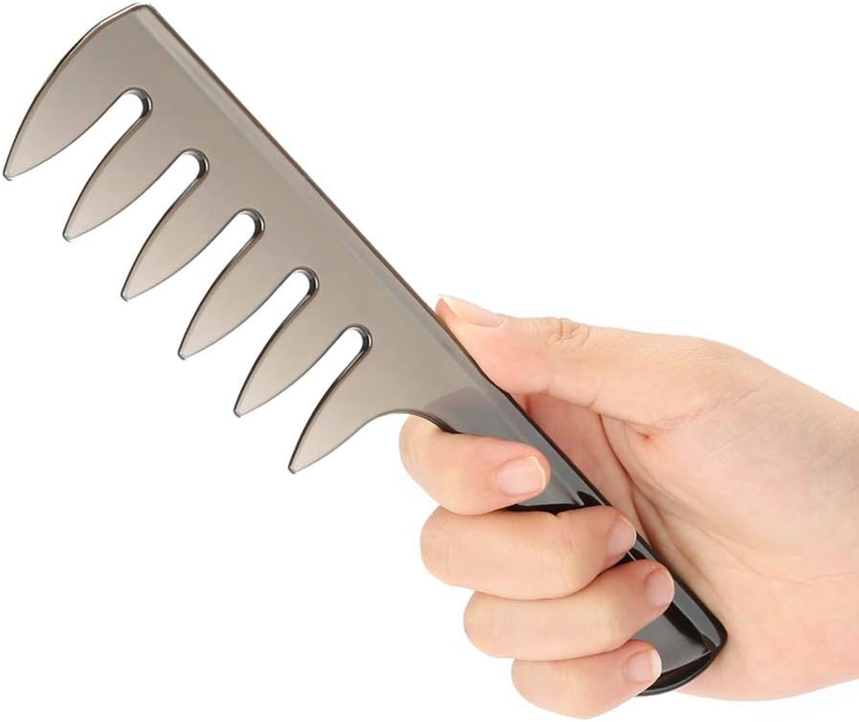 Retro Styling Large Back Wide Tooth Comb, Professional Tooth Combs Salon Shark Teeth Hair Combs, Tooth Oil Hair Comb Hairdressing Tools for Women Men (Black) image number 2