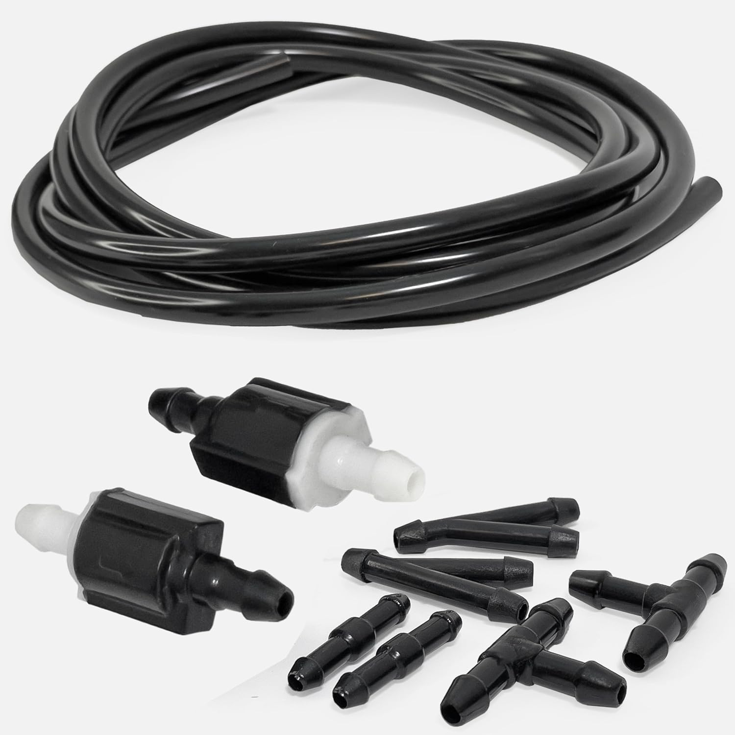 Universal Kit Windscreen Washer Check Valves, Hose, Connectors for Toyota, Ford, Chevrolet, Nissan and Other Vehicles; Extended Repair Kit for Wiper Washer Check Valves by Click&Fit Accessories