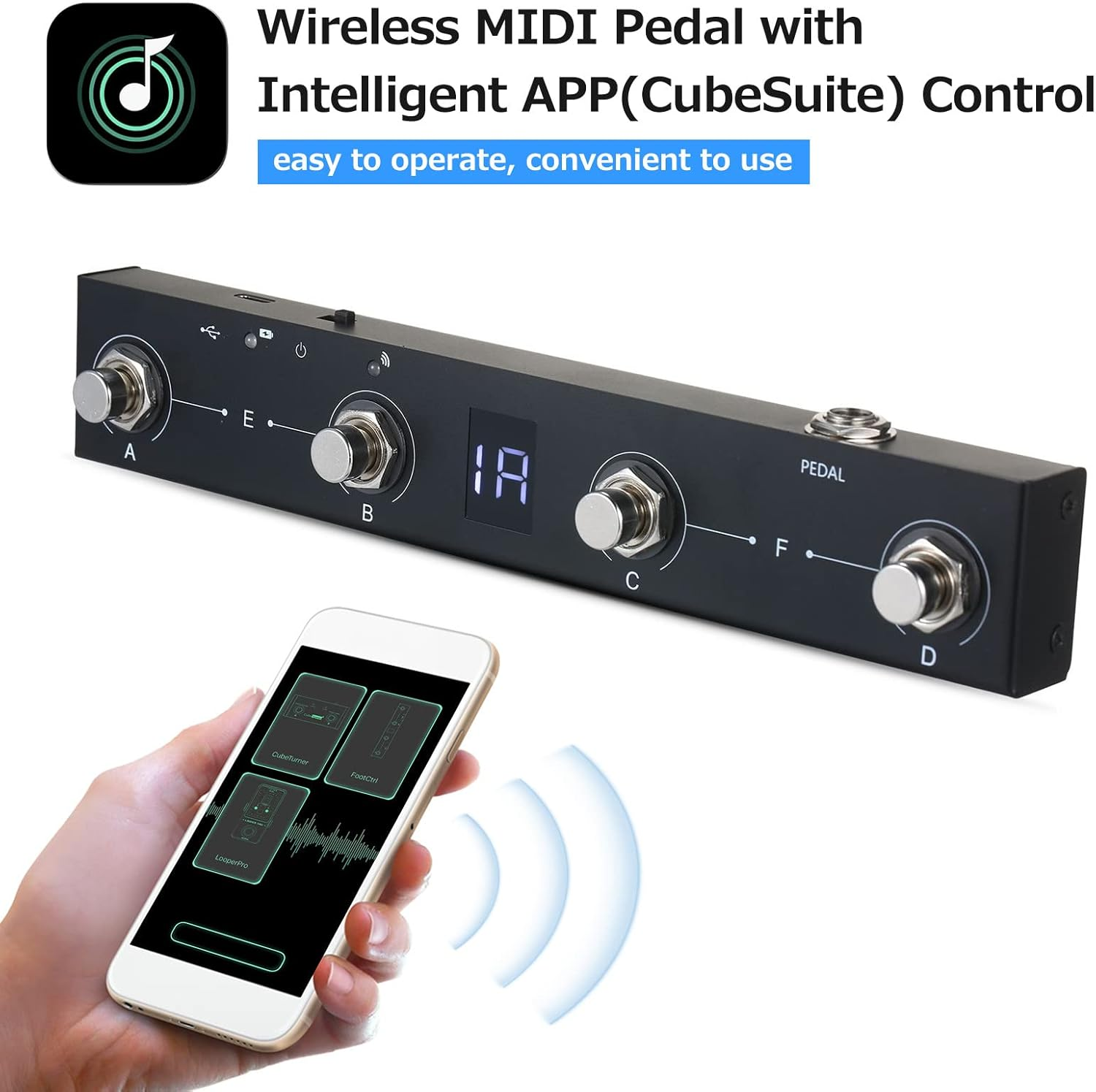 Controller Pedal, REFENG M-VAVE Chocolate BT Wireless MIDI Controller, Rechargeable 4 Buttons Portable MIDI Foot Controller Pedal APP Control image number 6