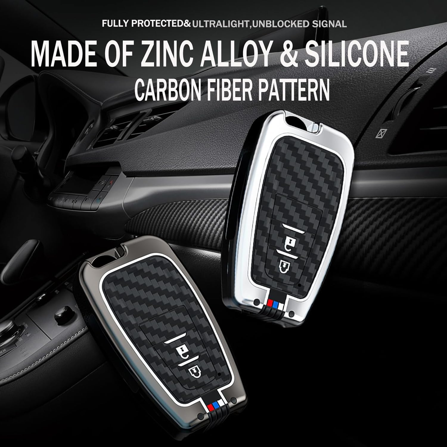 Ontto Luminous Car Key Cover Fit for Toyota RAV4 Camry Prius Prime Avalon C-HR GT86 Highlander Prado Yaris Metal Smart Shell Case Key Holder Keyring Keychain Accessories 2 Buttons Black - 3 Buttons Klaxon-Black image number 7