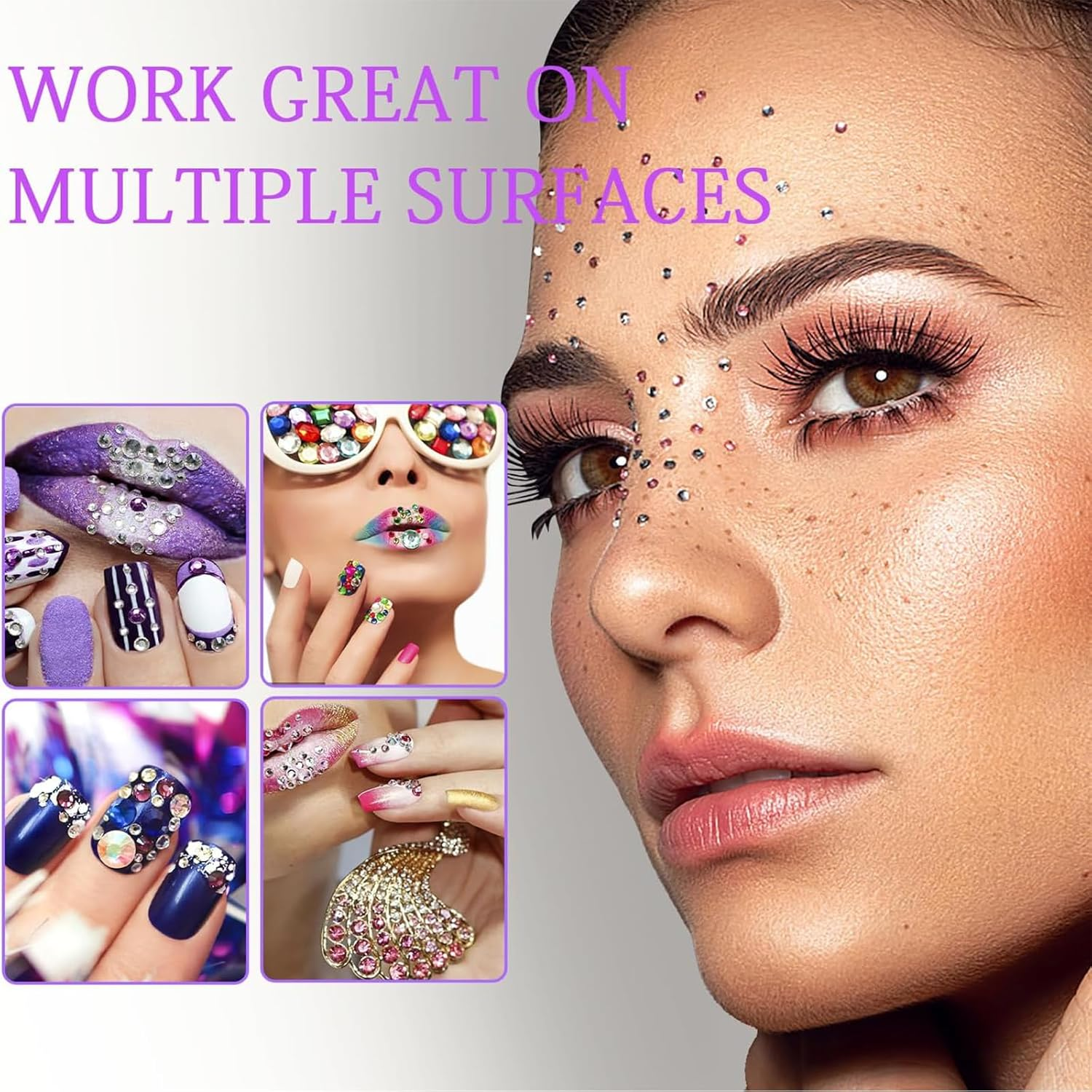 Hunken 1792 Pcs Gem Stickers Jewels for Crafts, Self-Adhesive Rhinestone Stickers, Acrylic Bling round Gems for Face Makeup, Nail Art & Festival Decorations (4 Sheets, 3/4/5/6 MM, Multicolor) image number 5