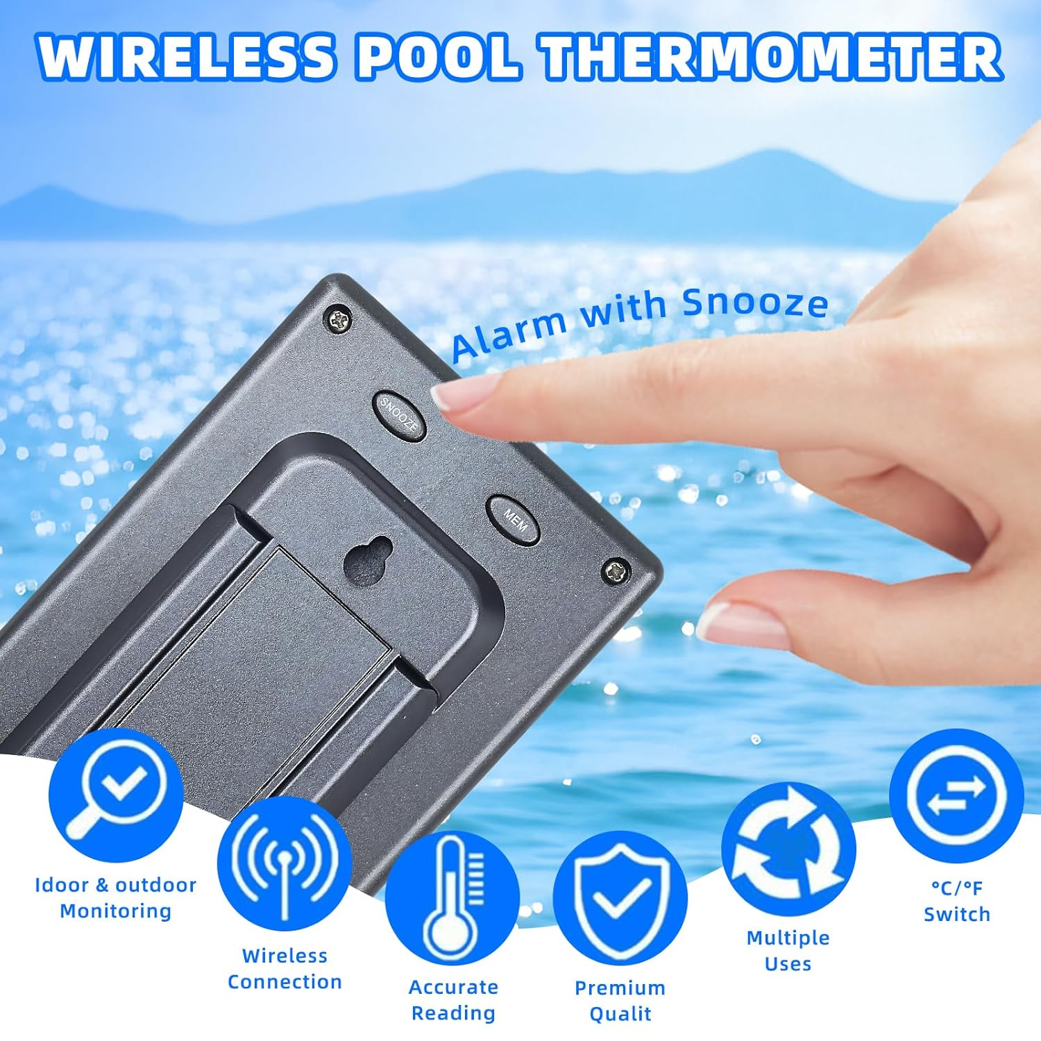 Digital Pool Floating Thermometer, Waterproof Water Temperature Monitor Wireless Digital Pool Thermometer for Hot Tub SPA Aquarium image number 5
