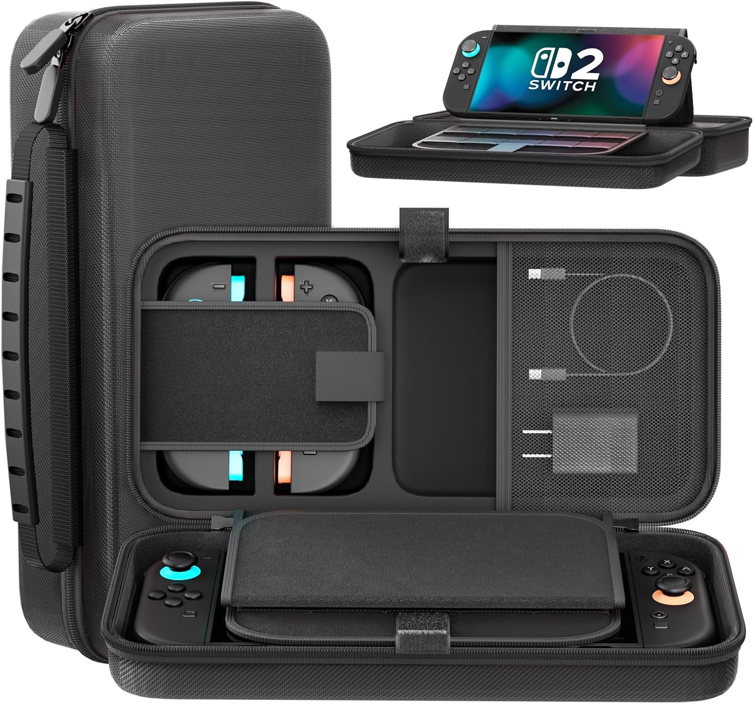 Gersker Switch 2 Carrying Case Compatible with Nintendo Switch 2, Custom Spot for Switch 2 Joycon & AC Adapter, Hard Switch 2 Case Travel Bag with Foldable Stand Function for Console & 20 Games Cards image number 5