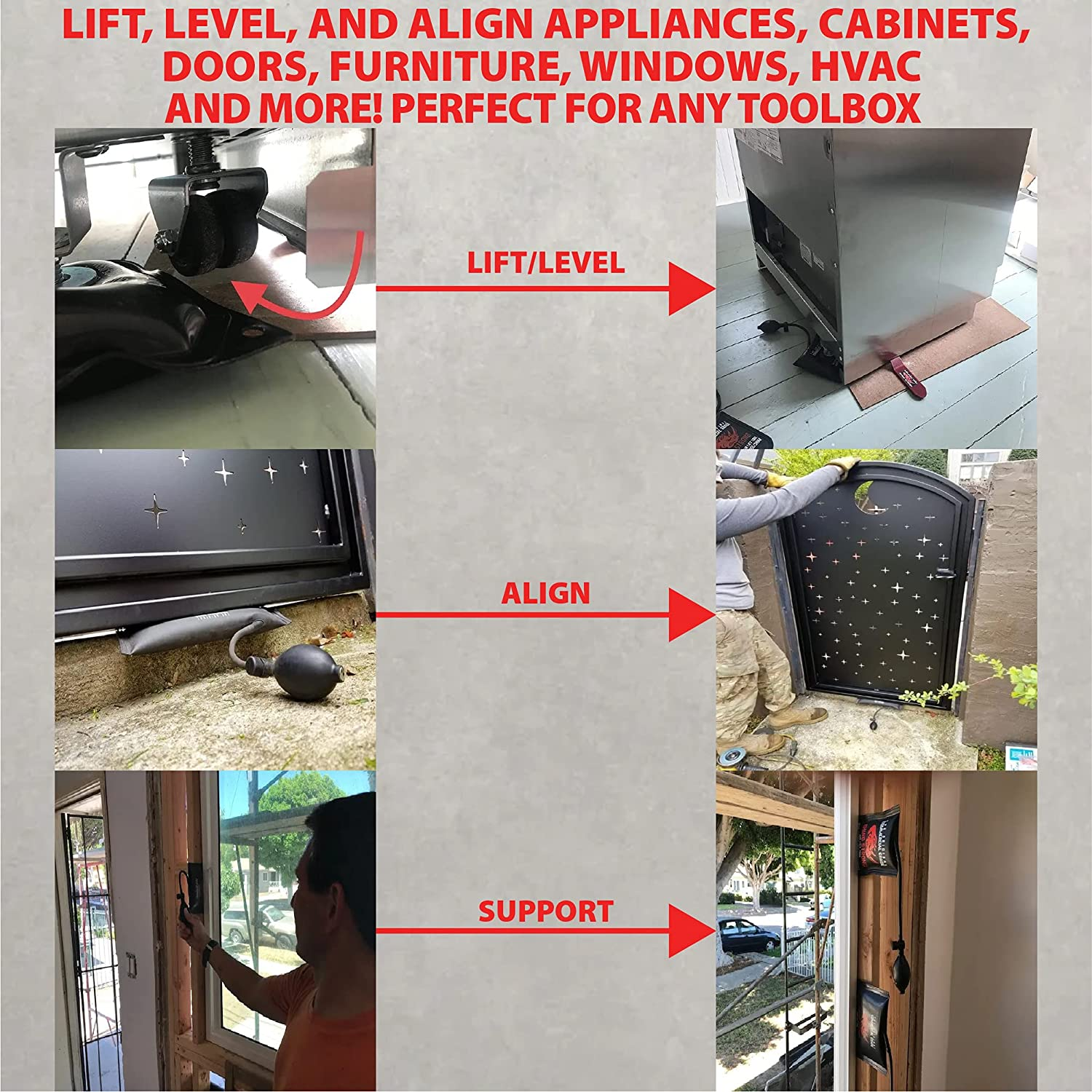 Rhino Strong the Original Commercial Grade Air Wedge Bag 2.0 Pump Professional Leveling Kit & Alignment Tool Shim Bag in the Popular Medium Size (2 Pack). image number 3