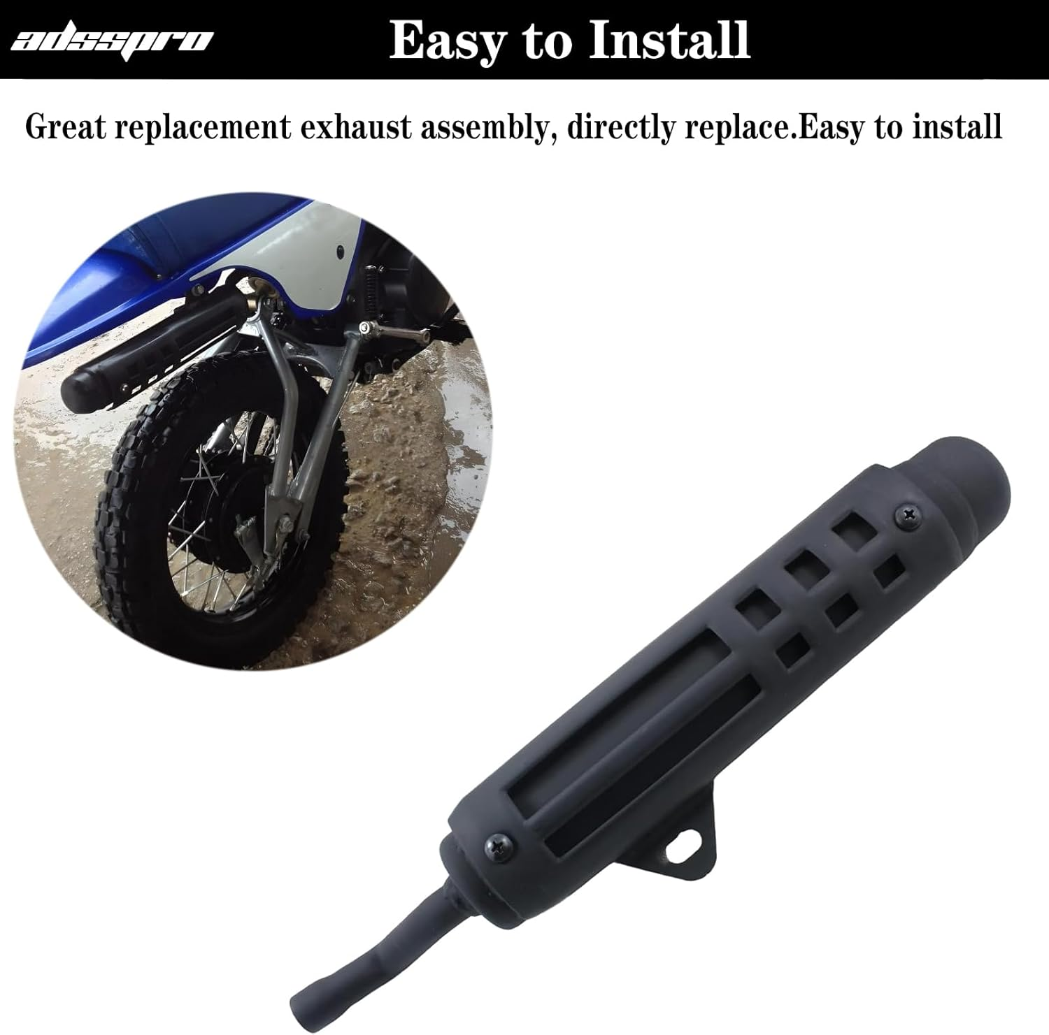 Adsspro Motorcycle Silencer Exhaust Muffler Pipe System Part for PW80 PW 80 1981-2010 Dirt Pit Bike Motorbike Motocross image number 1