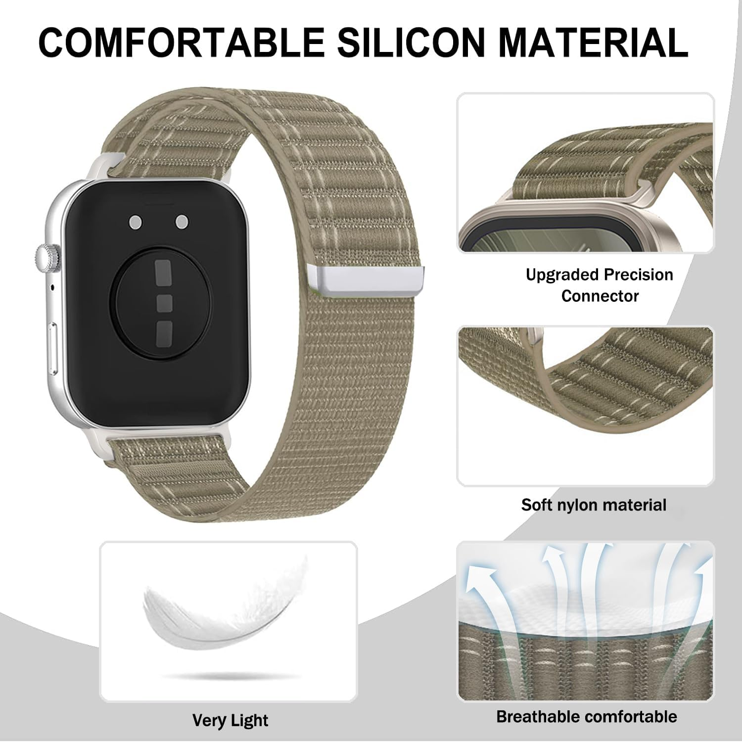 VELULYX Nylon Sports Band Compatible with Huawei Watch Fit 4 Pro/4/3, Elastic Strap for Huawei Fit 4 Pro/4/3 Smartwatch - Milk Tea image number 3
