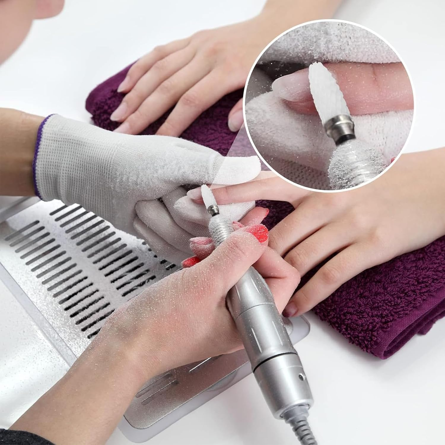 Jrusmr Ceramic Nail Drill Bits Set-3/32 in Shank Professional Corn-Shaped Ceramic Bits for Acrylic Nail Filing, Manicure, Pedicure, and Cuticle Polishing-For Left and Right-Handed Users (5 Pcs)