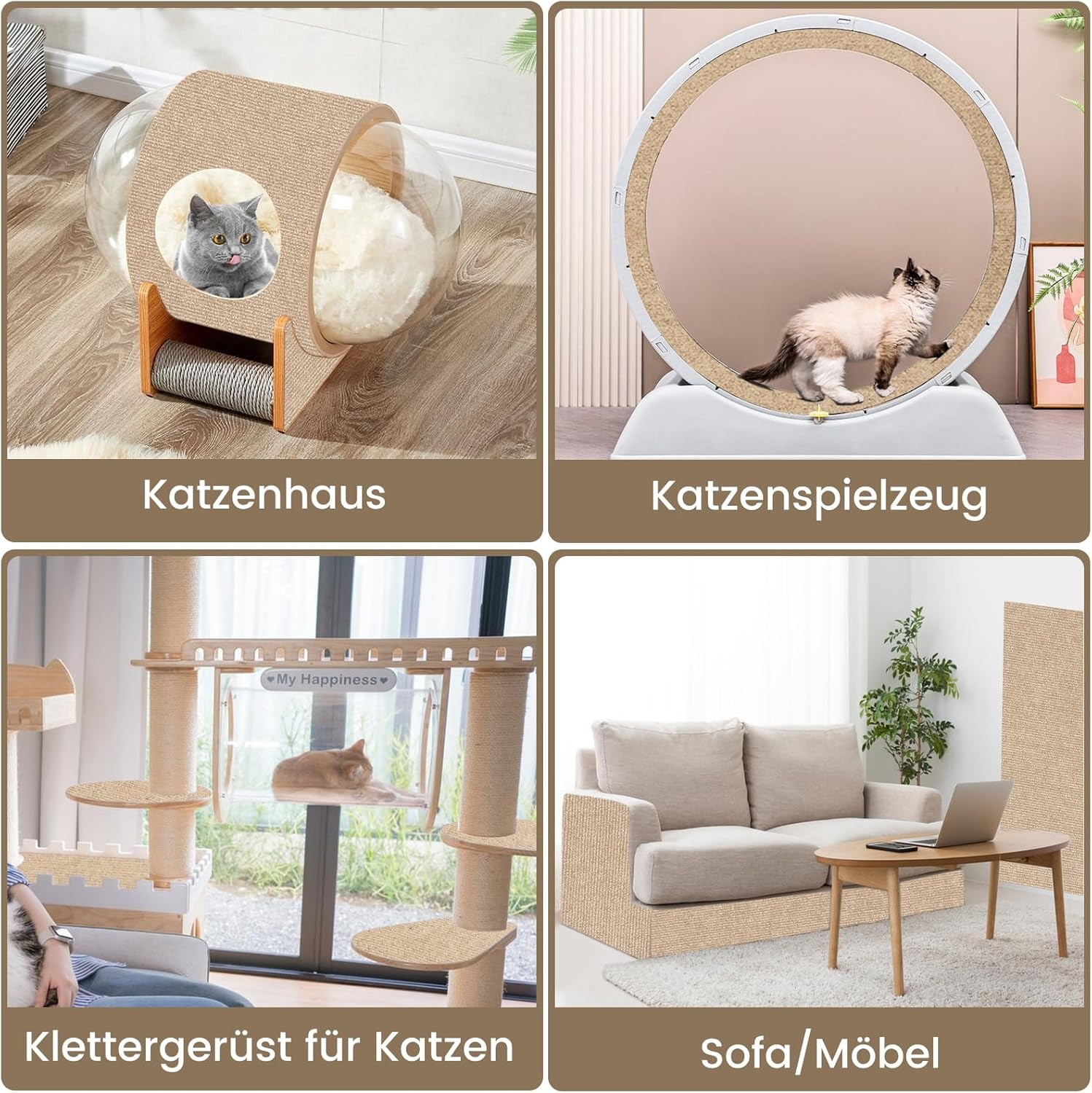 Self-Adhesive Cat Scratching Mat, Cat Wall Scratching Board, DIY Scratching Board, Scratch Protection Sofa Ideal for Scratching Carpet Cats, Cat Scratching Boards, Scratching Wall 200 X 40 Cm (Khaki) image number 6