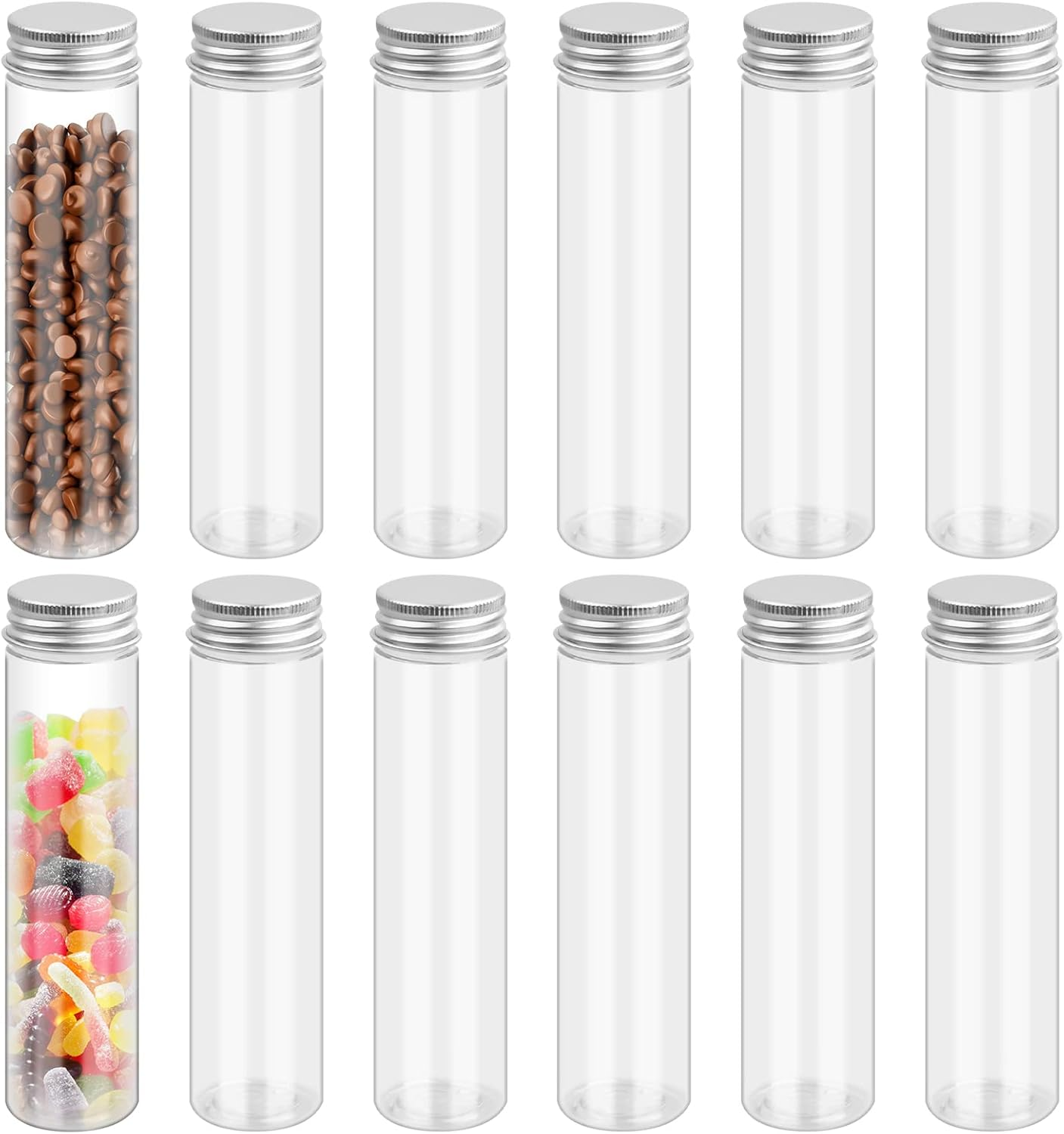 12 Pcs Clear Plastic Test Tubes with Screw Lid Caps, 110Ml Sample Test Bottle Storage Container Tubes for Laboratory Scientific Experiments Plant Cultivation Party Decoration Candy Salt Storage image number 3