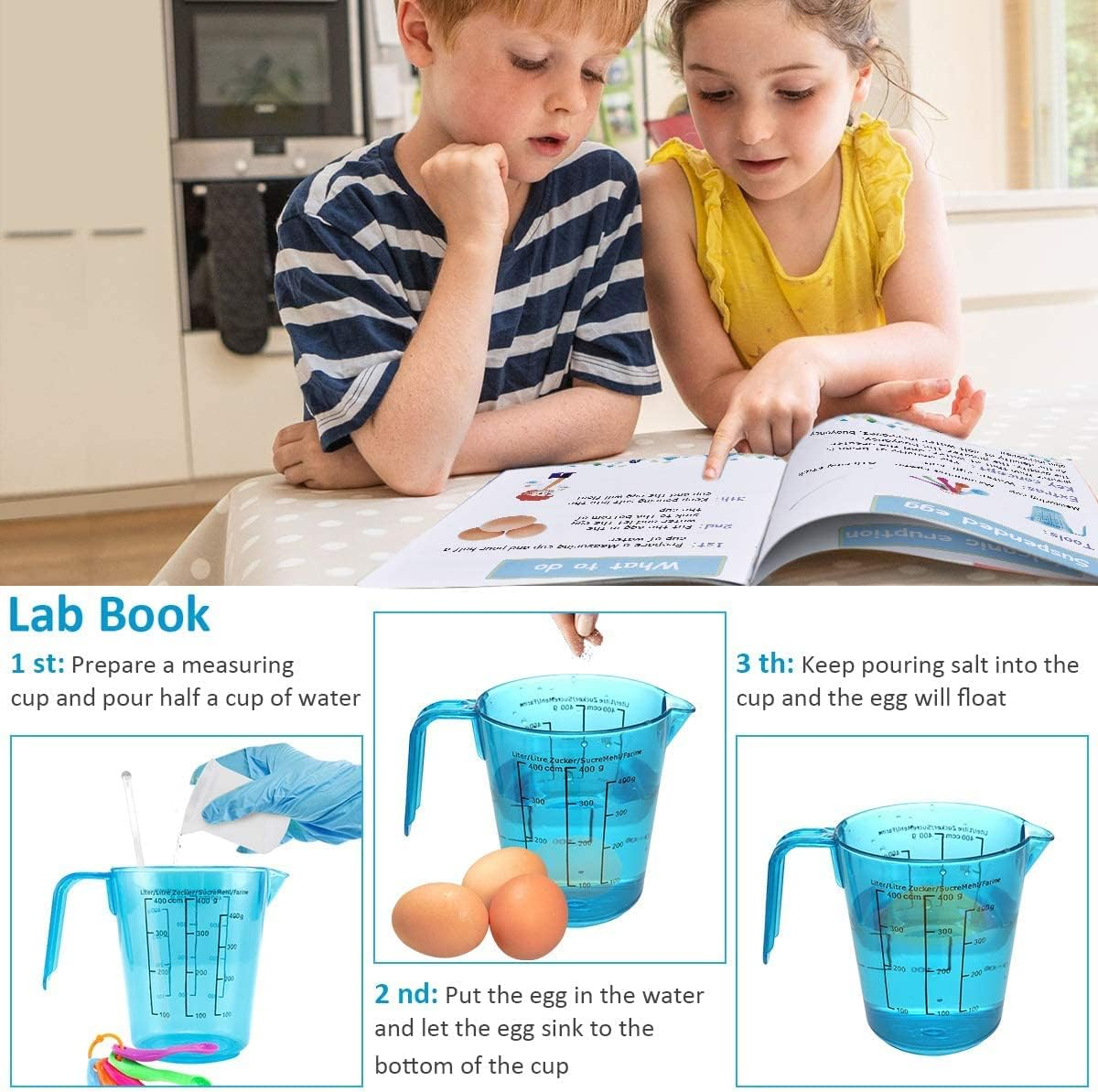 Why2Wise Kids Science Experiment Kit with Lab Coat Scientist Costume Dress up and Role Play Science Experiments for Kids STEM Educational Learning Science Toys