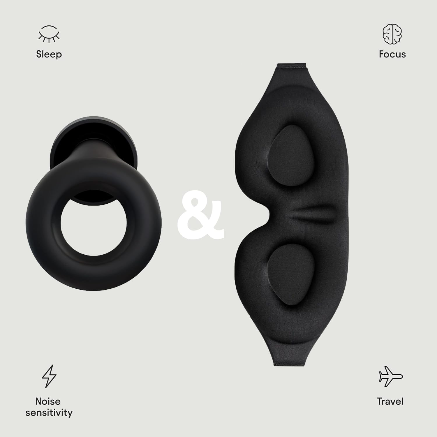 3D Sleep Mask and Noise Reduction Earplugs &ndash; Super Soft, Reusable Hearing Protection for Women and Men- Blackout Eye Mask for Sleeping Blissfully image number 2