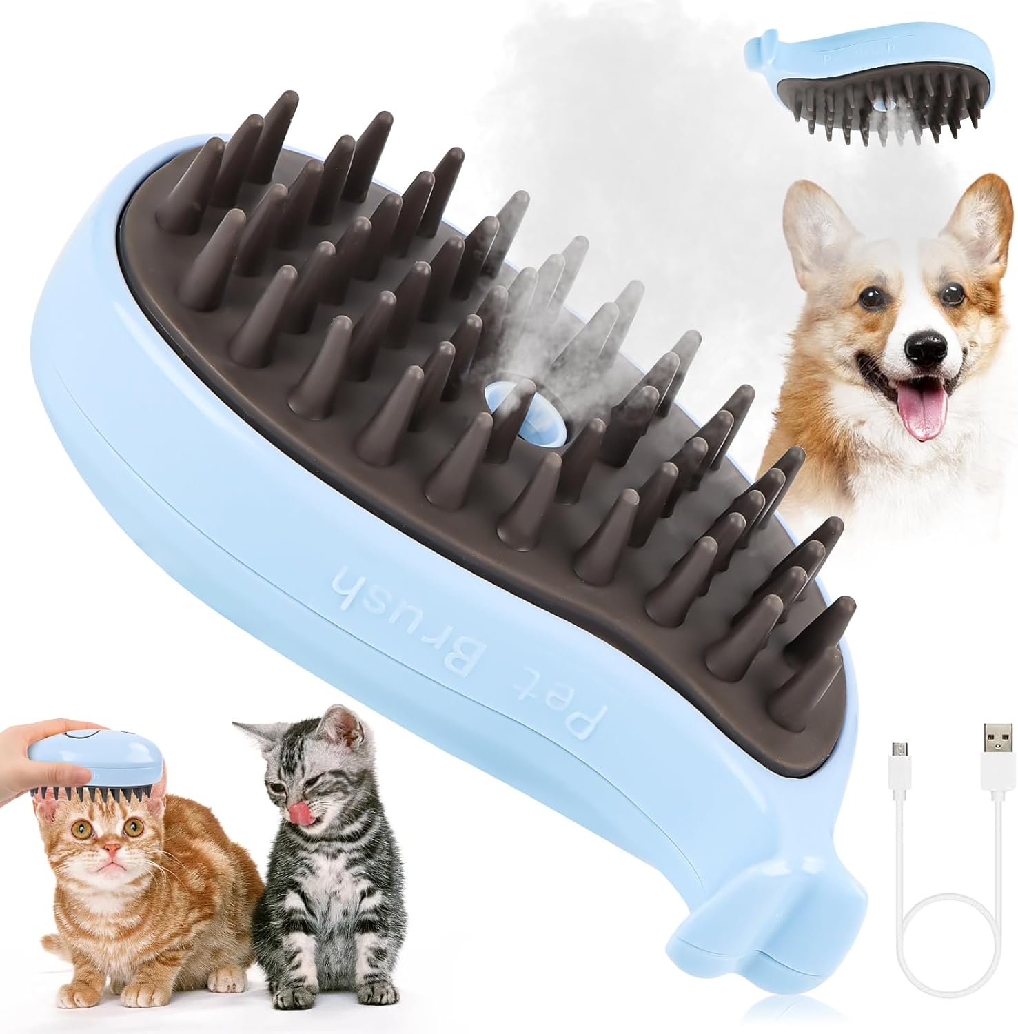 Cat Steam Brush - Cat Steam Brush - Self-Cleaning Steam Cat Brush for Massage, Steam Brush for Pets to Remove Matted and Loose Hair, Cat Grooming Brush Hair Removal Comb image number 2