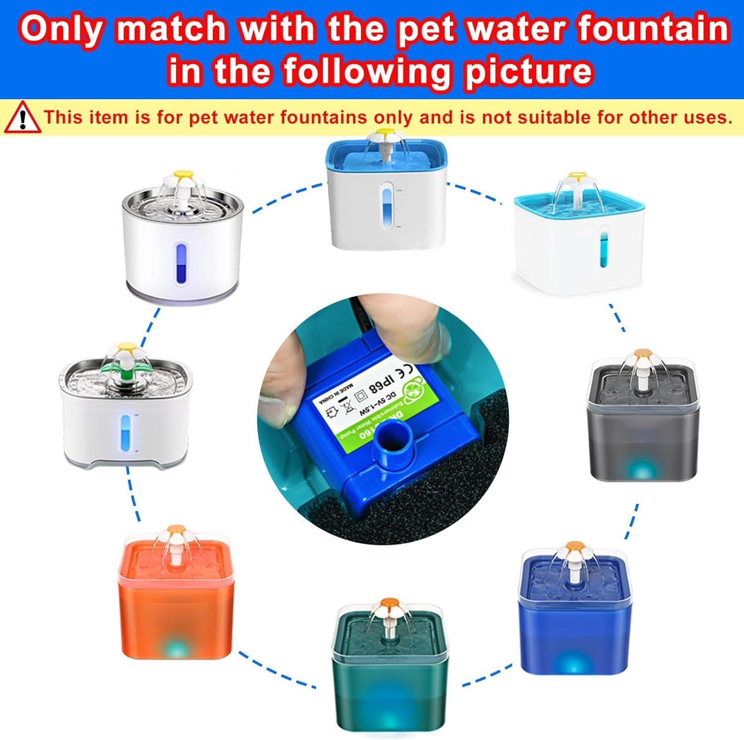 Cat Water Fountain Pump, Pet Water Fountain Pump Replacement Pump DR-DC160 Motor,Cat Fountain Motor Replacement and Cat Water Dispenser Replacement Pump