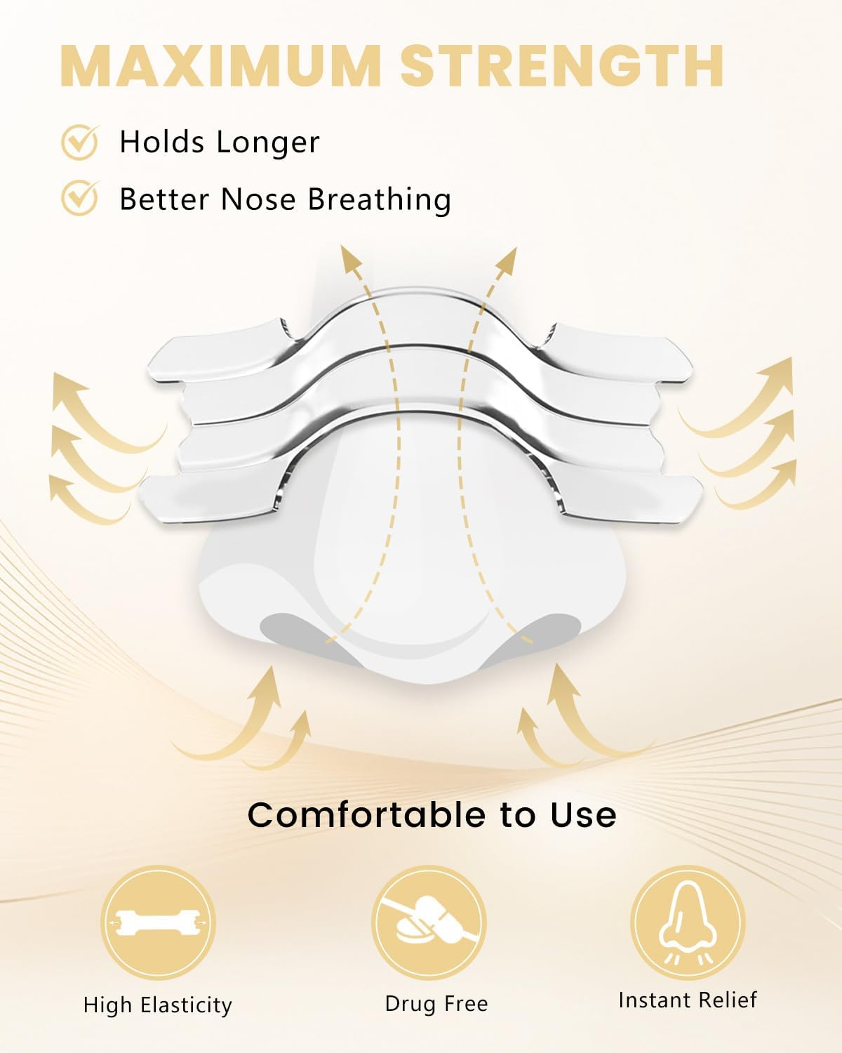 Nasal Strips, Nose Strips for Sleeping (60 Pack, Clear) - Breathe Strips - Clear image number 3