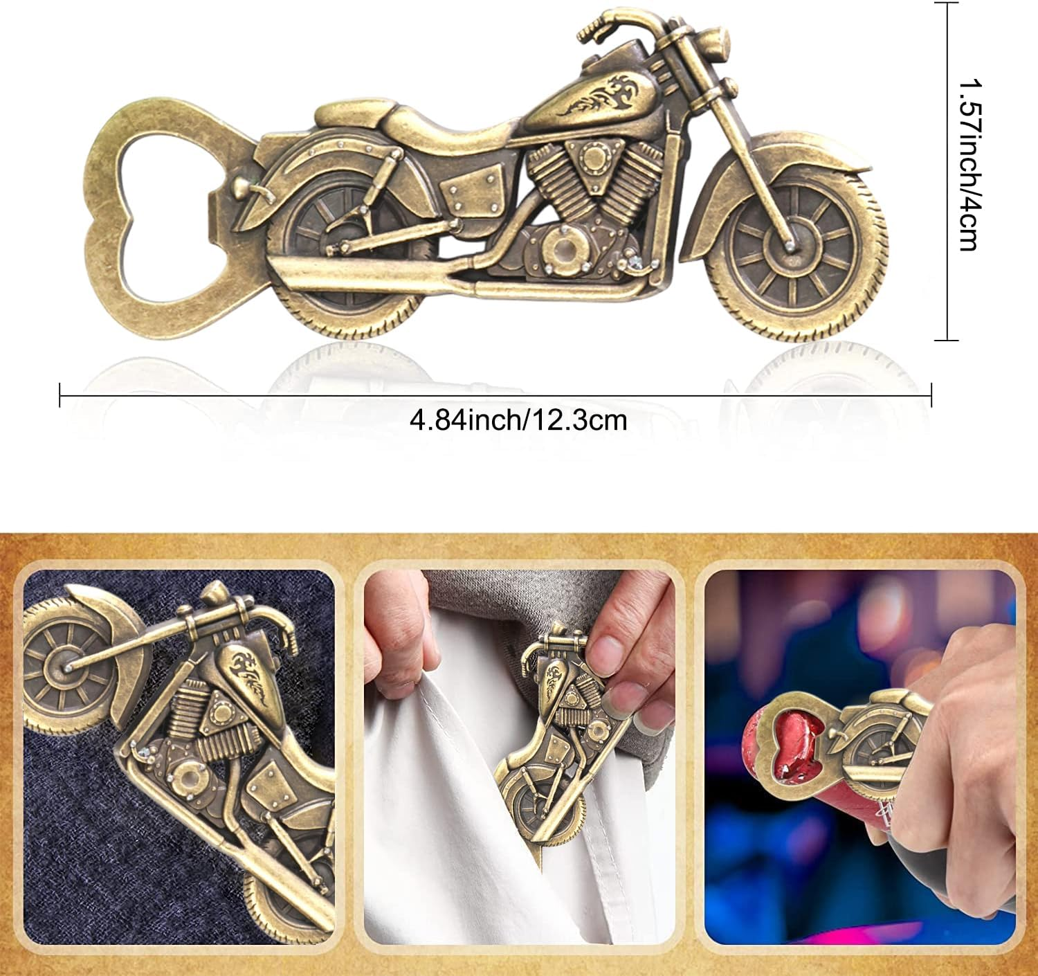 Vintage Motorcycle Bottle Opener Gifts for Men, Unique Beer Gift Birthday Present for Men Dad image number 5