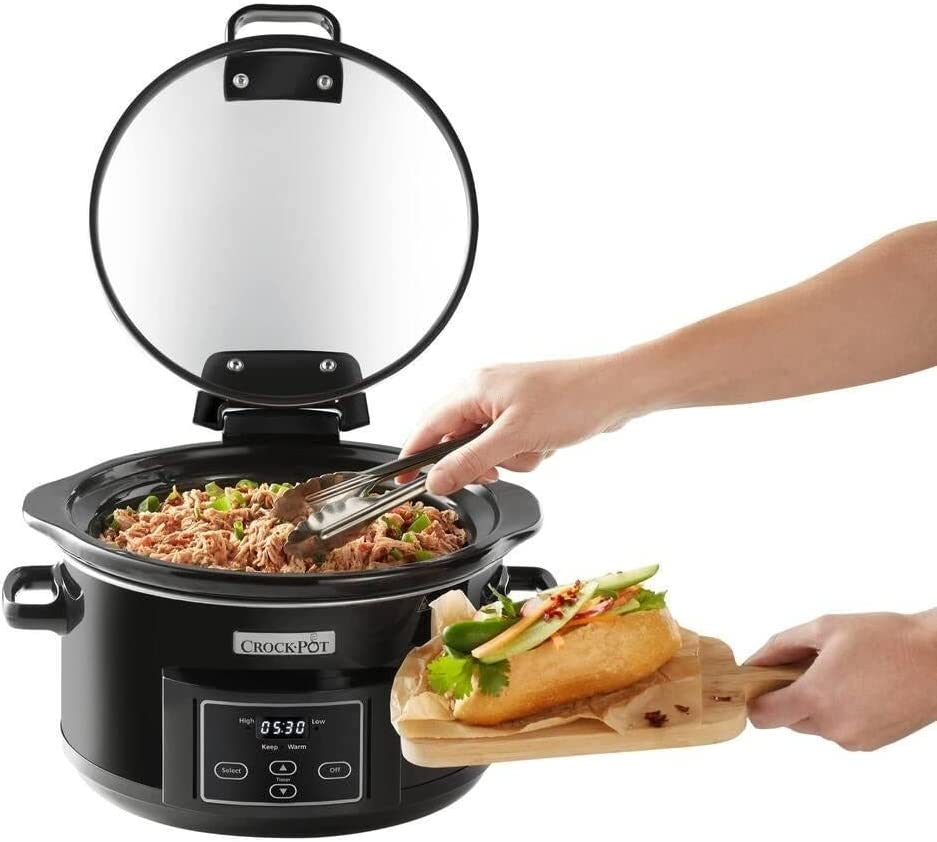 Crock-Pot Digital Slow Cooker with Hinged Lid, Programmable Display, 4.7L (4 People), Keep Warm Function, Dark Stainless Steel, CHP550 image number 3