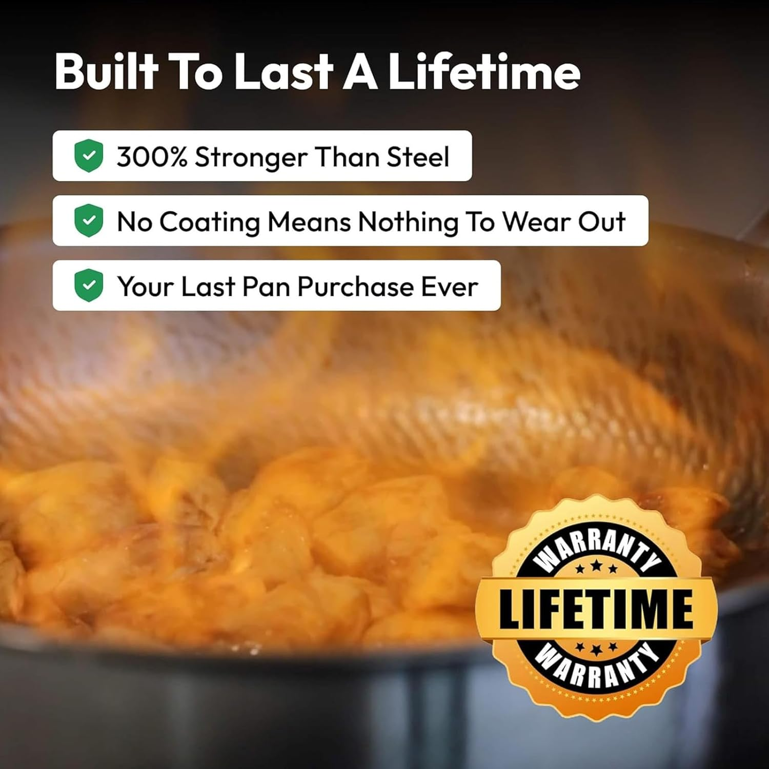 Titanium Hammered Pan Pro with Lid, 100% Non-Toxic Titaniums Hammered Pan Pro for Cooking Non Stick, Titanium Frying Pans 12 Inch, Extreme Heat-Resistant & Lasts with All Stovetops (26CM with Lid) image number 2