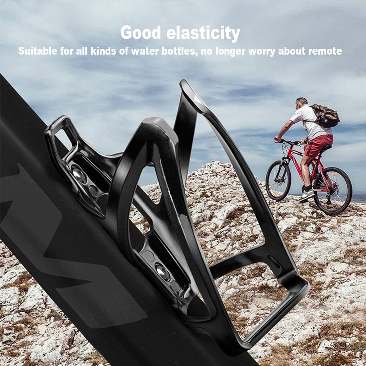 Bike Water Bottle Holder,Cycling Bottle Cage 2-Pack Universal Drink Holder, Durable Ultralight and Plastic for Bicycle, Cycling, MTB, Road/Mountain Bikes (Black)