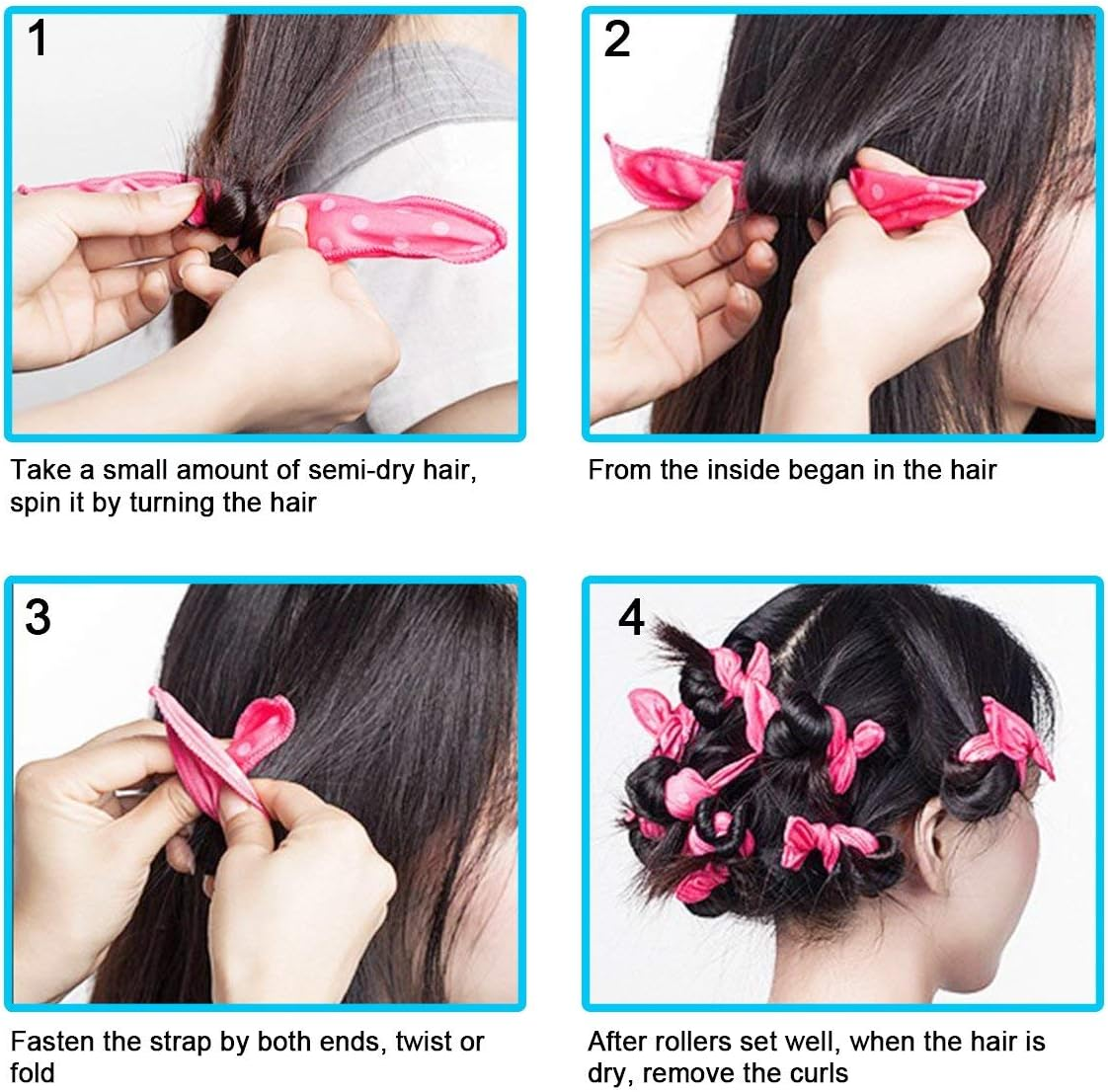 No Heat Foam Hair Curlers, Set of 6, Soft Sponge Rollers for Overnight Styling image number 5