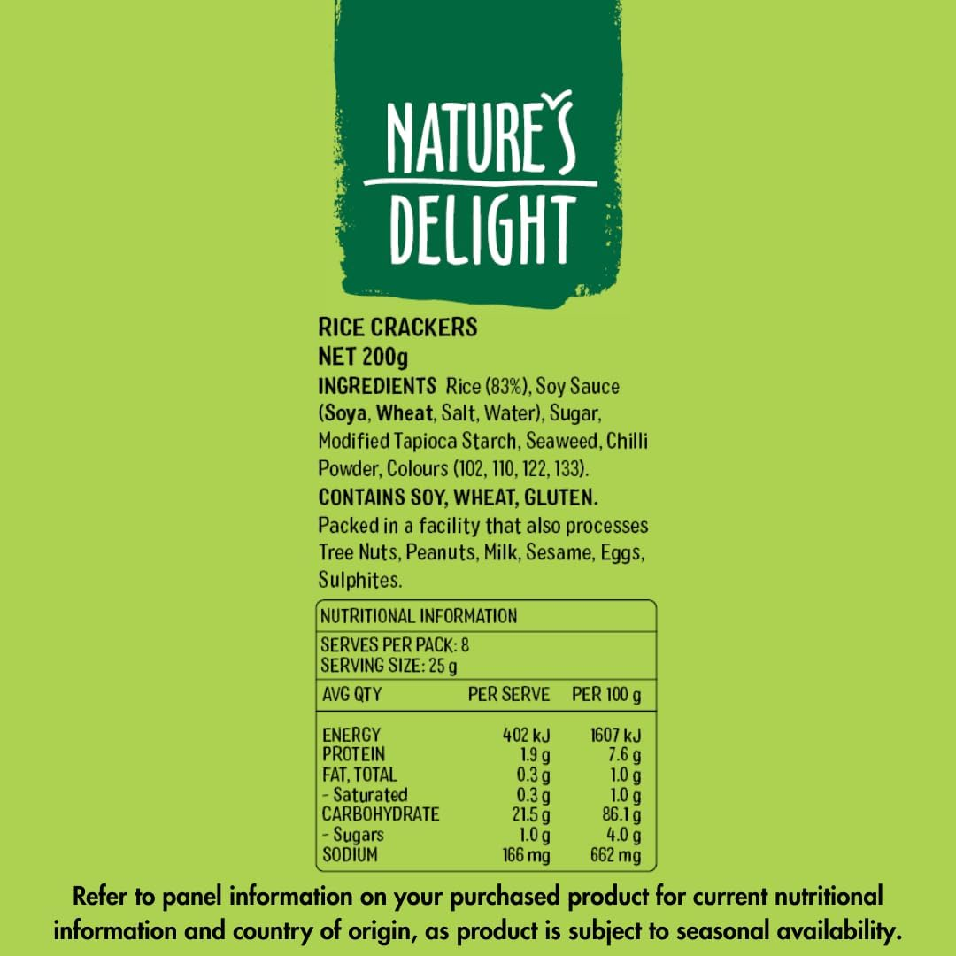 Nature&rsquo;S Delight Coloured Rice Crackers 200G &ndash; Crispy Rice Snacks Variety Pack, Light & Crunchy Rice Crisps for Everyday Snacking image number 5