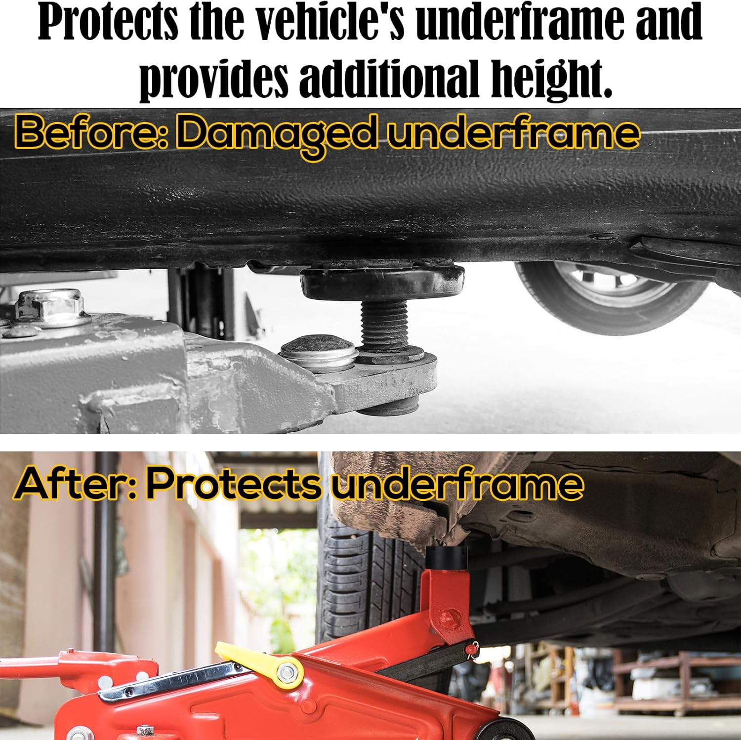 2Pcs Pinch Weld Jack Pad Adapter, Universal Rubber Thicker & Grippy Floor Jack Pads Slotted Frame Rail Protector for Car Truck image number 2