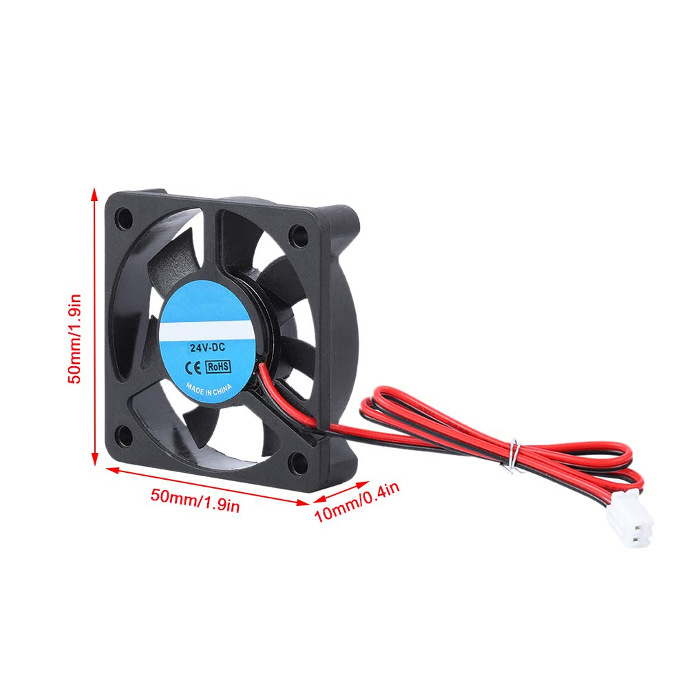 XUMIUZIY 24V Cooling Fan for 3D Printers, 5Cm, 30Db, 8-14CFM, 4000-6500 RPM, 2-Pin Connector, Forced Air Cooling, Compatible with Printers image number 3
