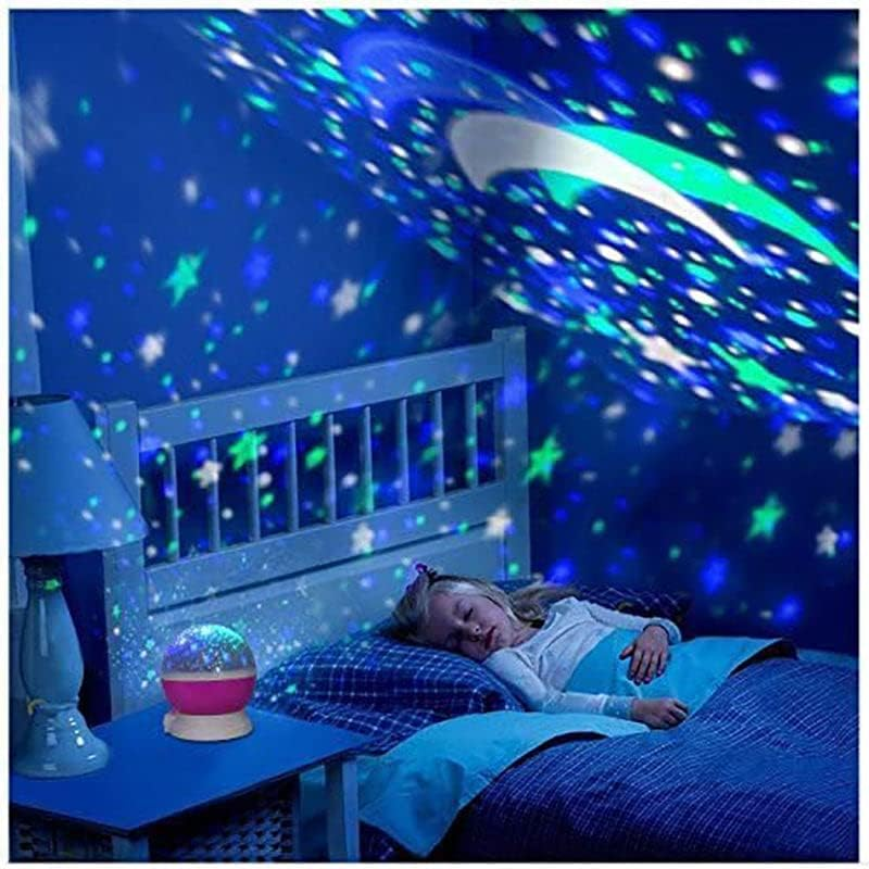 AIMALL LED Galaxy Star Night Light Projector, Rotating Starry Lamp for Kids' Room, Rechargeable Night Light with USB and Colourful Star Projection - Blue image number 2