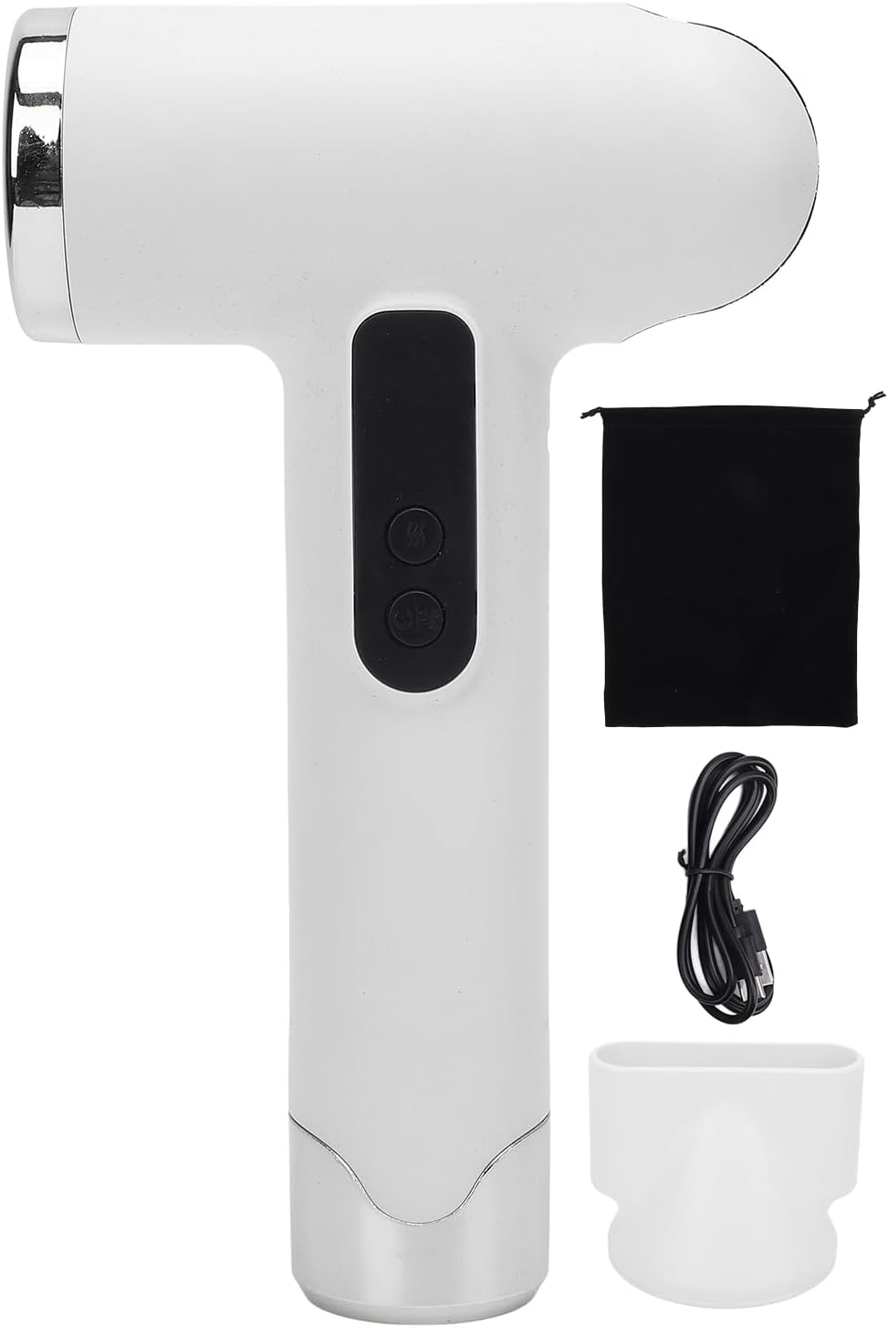 Cordless Hair Dryer, 200W 100000Rpm High Speed Blow Dryer with Nozzle, USB Rechargeable Cordless Travel Hair Dryer for Women Kids Outdoor Camping Beach (White)