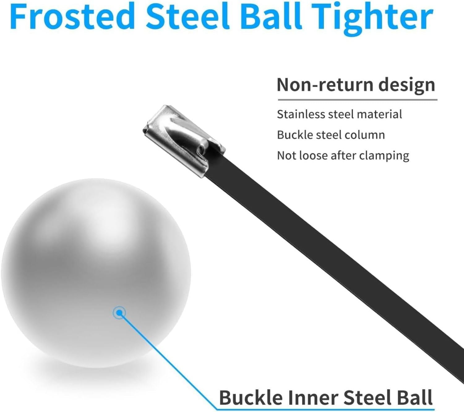 Goethe Garden Heavy Duty Metal Zip Ties (With Tie Cutter) 4 Size of 11.8 Inch 9.8 Inch 7.8 Inch 6Inch Multi-Purpose Cable Ties, Suitable for Fixing Fences, Pipes, Etc. Outdoor. image number 4