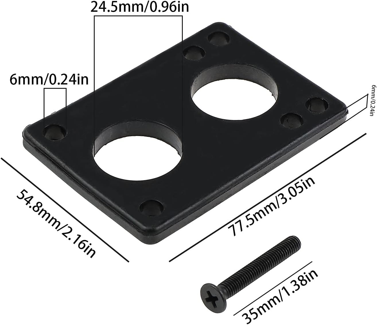 SING F LTD 10Pcs 6Mm Skateboard Gasket Riser Pads with Bridge Nail Skate Accessories Repair Shock Absorption Protective Black image number 3