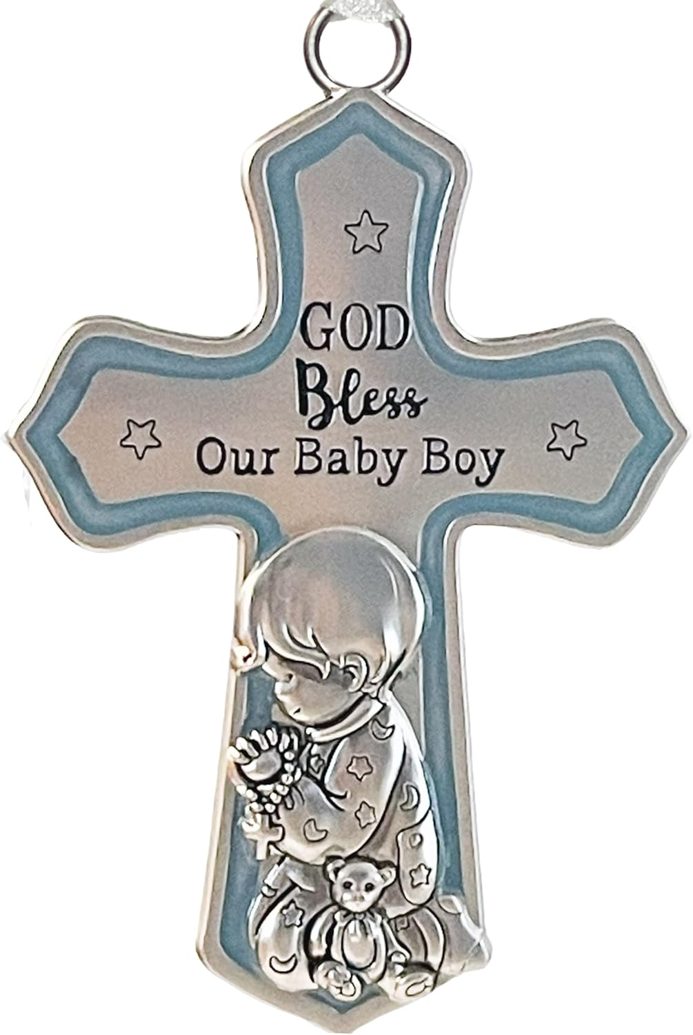 Ganz Ornate Crib Cross Baby Boy Baptism Gifts for Boy, Christening Gifts for Boys, Baptismal Gifts for Boys, Baby Shower Crib Medal Praying Boy, God Bless Our Baby Boy Nursery Wall Cross D&eacute;cor image number 5