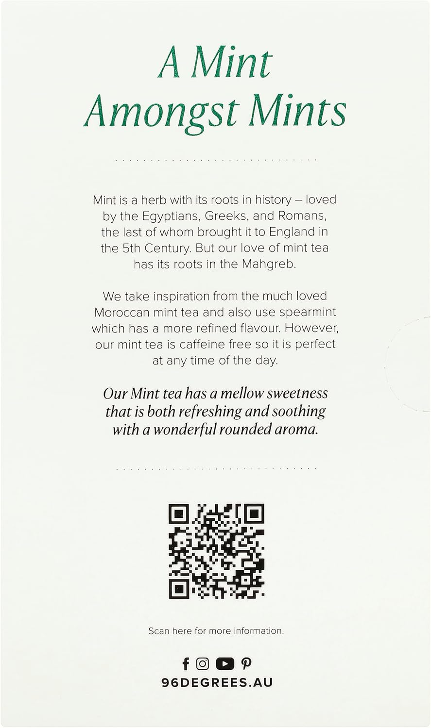 96&deg; Mint Tea - 20 Pyramid Tea Bags X 3 Boxes, Individually Wrapped, Refreshing, Sweet and Cooling, Biodegradable Plant-Based Bags (60 Bags) image number 2