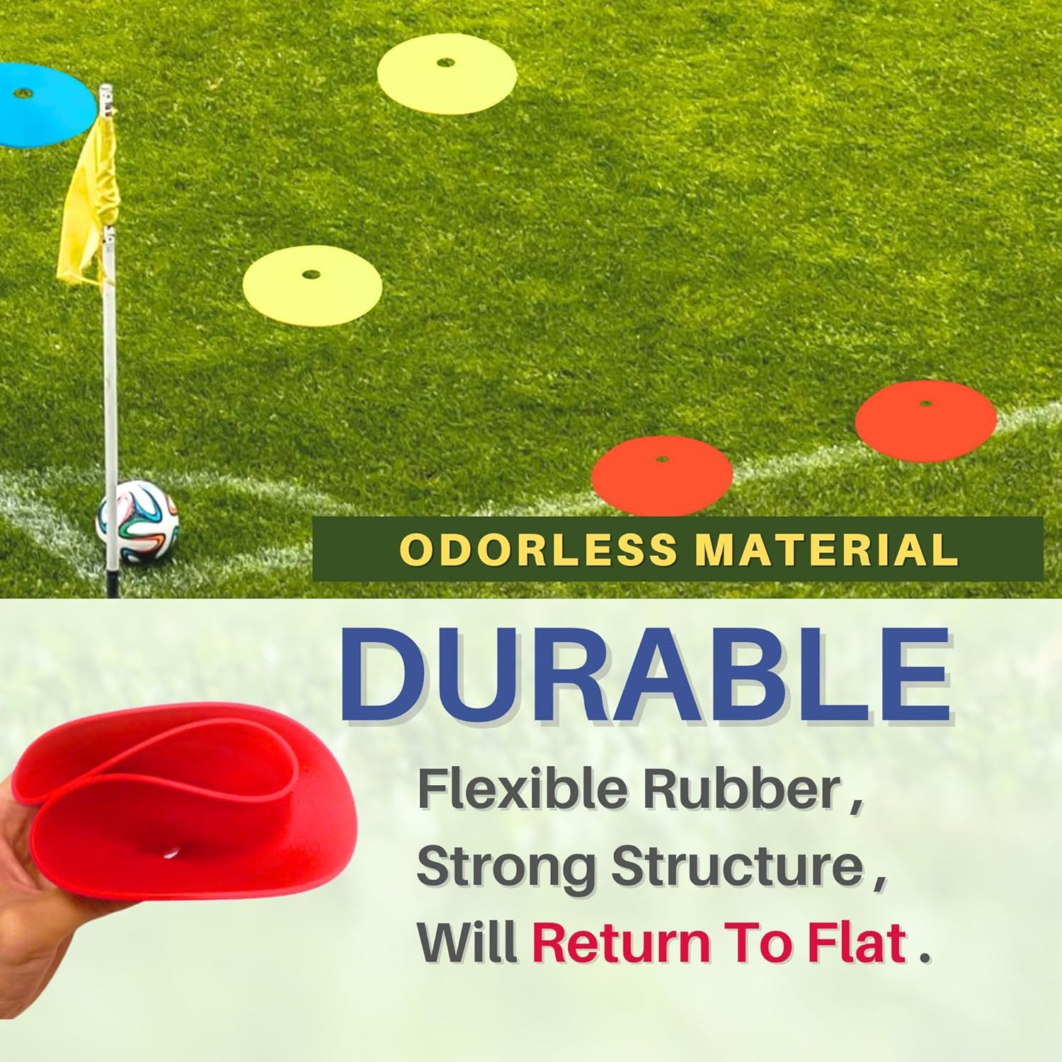 Mumoo Bear 10Pack Spot Markers Flat Disc Markers Poly Vinyl Spot Markers Non- Spots Markers Agility Markers Floor Dots Football Basketball Sports Speed Agility Training Markers for Sports Training image number 1