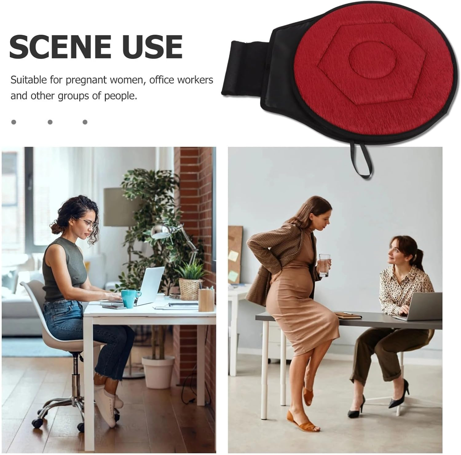 Swivel Car Seat Cushion Forelderly, Swivel Cushion Forcar, round Car Cushion 360 Degrees Rotating Geometric Rhombic Shape, Rotating Cushions (Maroon) image number 4