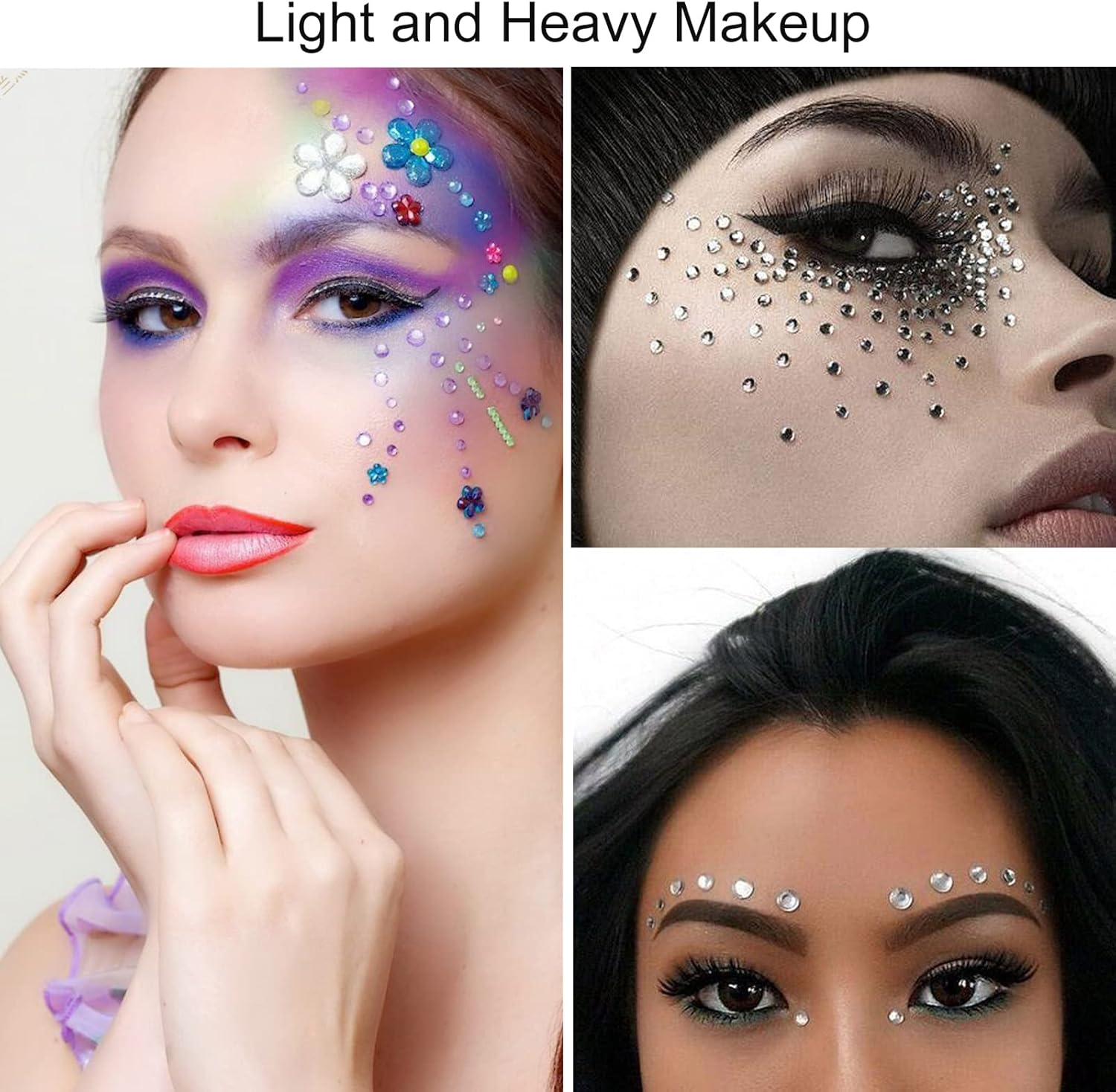 Meafeng Gem Stickers, 14 Colors, Self Adhesive, Bling Rhinestone Jewels, Stick on Gems for Face Makeup, Body, Nails, Festivals, Crafts, Weddings Embellishments (14 Sheets, 2310 PCS)