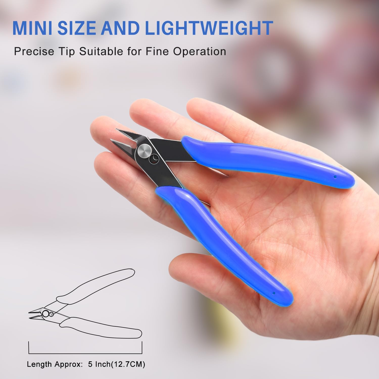 NICE-POWER Wire Cutters, 5 Inch Professional Pliers Cutter Electronic Flush Wire Cutter Carbon Steel Cutting Nippers for Electrical Jewelry Making(Blue) image number 3