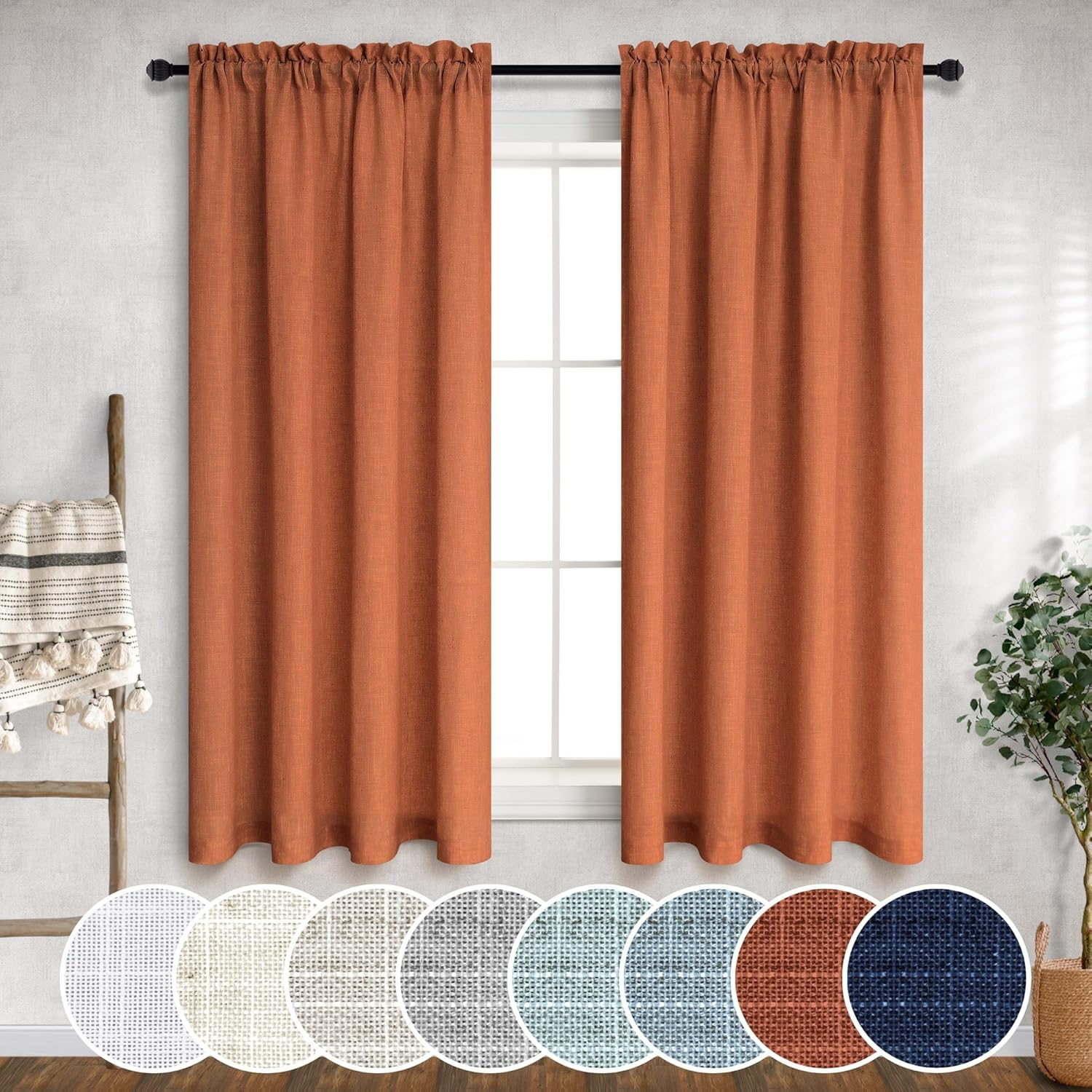 Cream Curtains 120 Inches Long for Living Room Dining 2 Panels Set Rod Pocket Draperies Semi Sheer Privacy Natural Linen Curtains for High Ceiling Patio Door Rustic Farmhouse Decoration 10 FT Tall