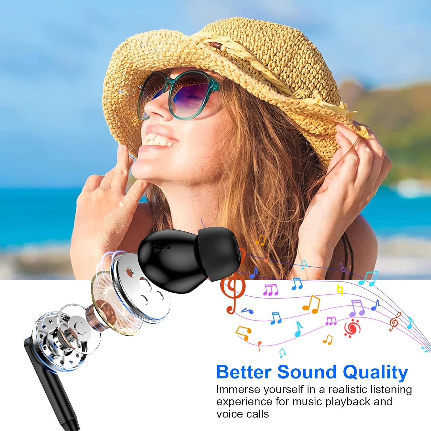 USB C Samsung Earbuds Wired Ear Buds for Samsung Galaxy A16 A36 5G A26 S25 Edge A56 S25 Ultra plus S24 FE A35 Z Fold 6 USBC In-Ear Headphones Wired Type C Earbud Earphones Headsets with Microphone - Black image number 2