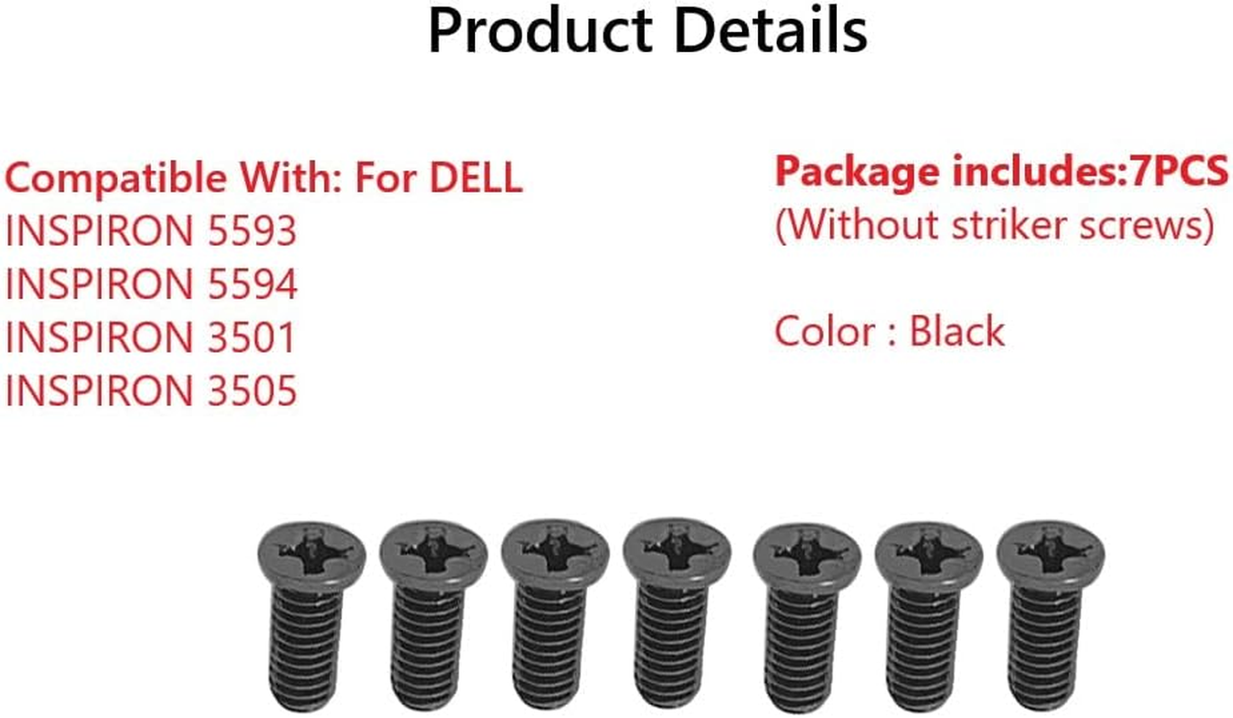 HSSDTECH (1Set 7PCS Black) Lower Bottom Screws for DELL INSPIRON 5593 5594 3501 3505 Laptop Bottom Base Cover Case Hexagonal Plum Screws （No Anti-Stripping Screws image number 3