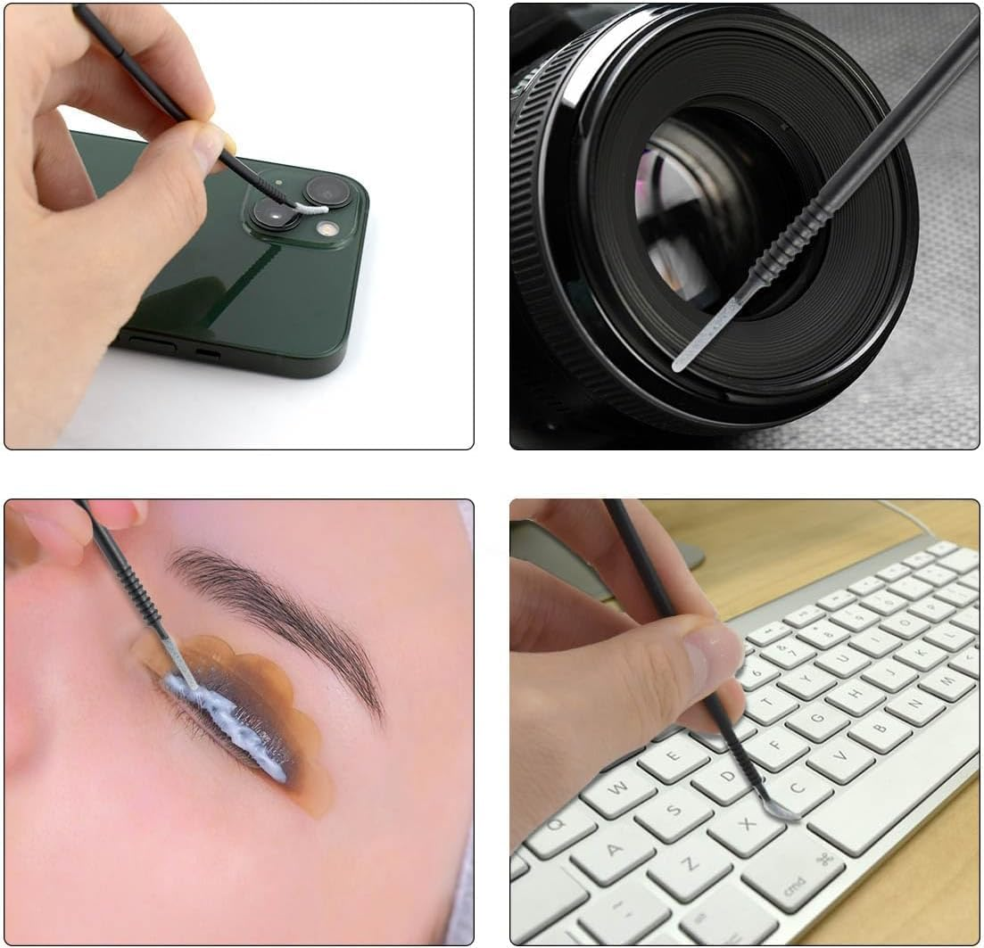 100 Pack Disposable Micro Brush Applicator Swabs for Eyelash Extension Lash Extensions - Suitable for Cosmetic Cleaning and Applying (Black) image number 2