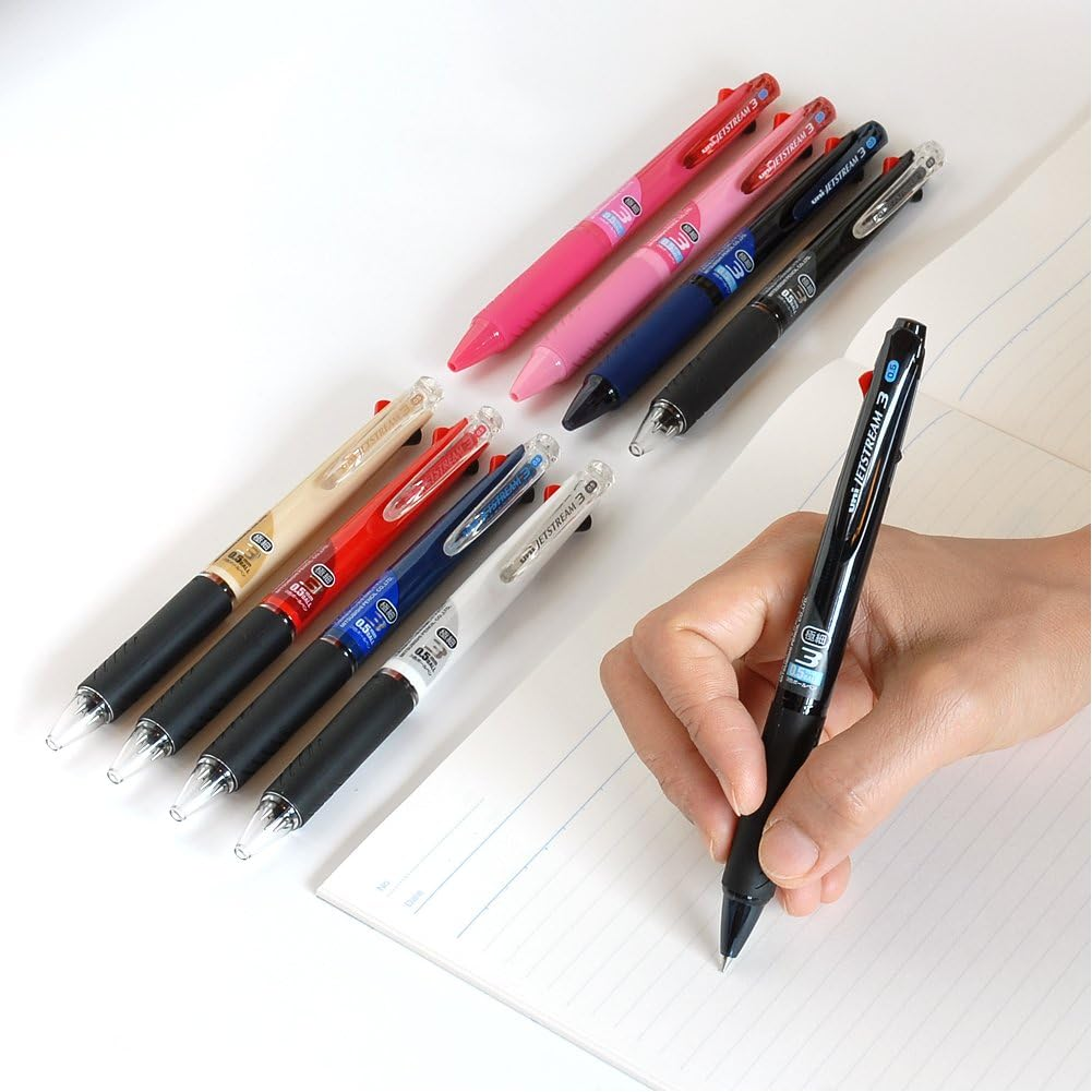 Uni Ballpoint Pen Jetstream 3 Color Black, Red, Blue Ink 0.5Mm, Baby Pink (SXE340005.68) - Black image number 5