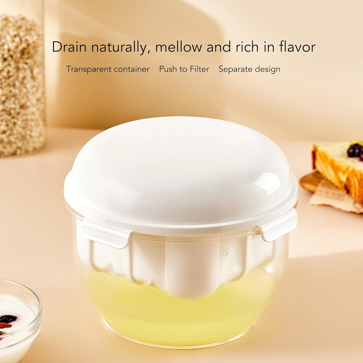 Greek Yogurt Strainer, round Yogurt Whey Separator with Fine Mesh, Cheese Maker Filter for Home Kitchen image number 3