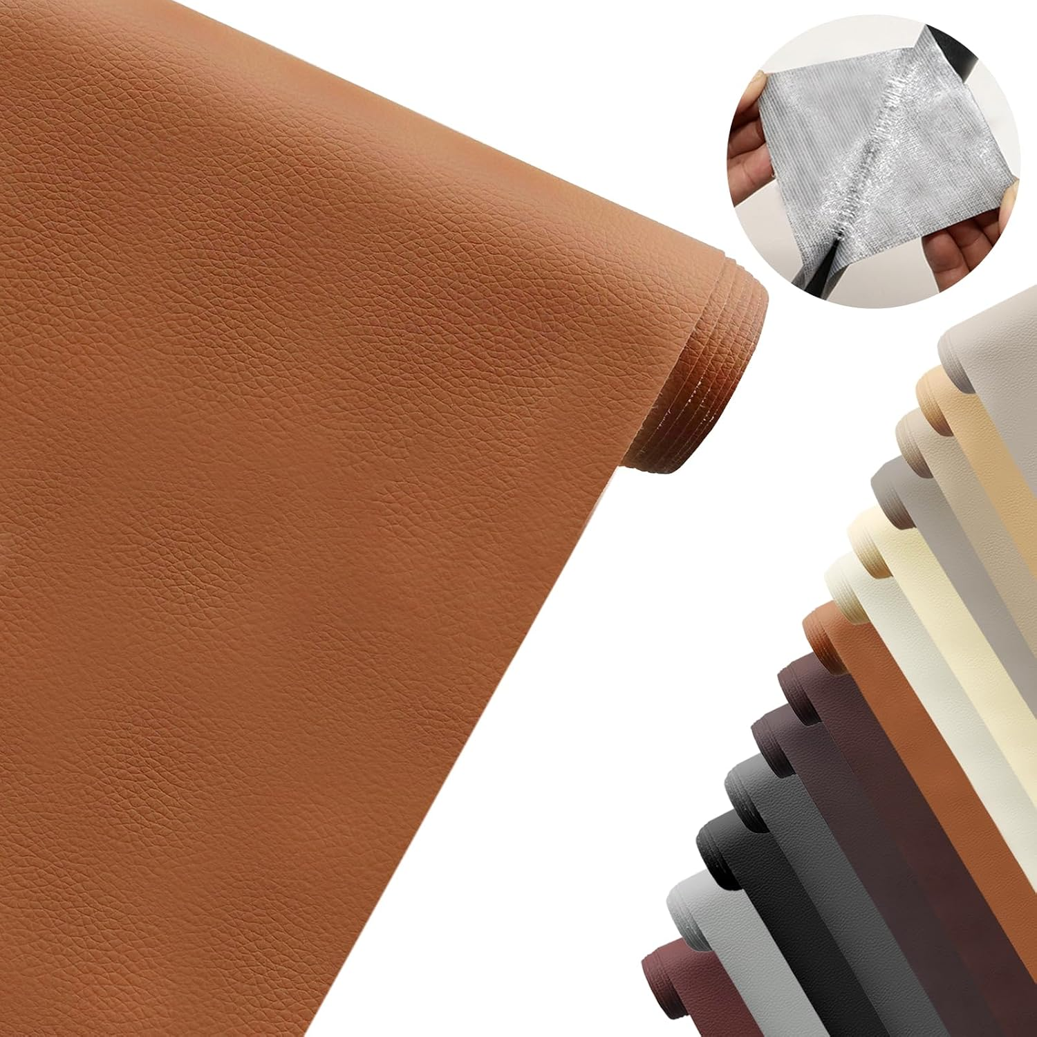 Leather Repair Patch, Self Adhesive Good Stickiness Waterproof Cuttable Couch Repair Tape, Reupholster Soft Flexible Leather Patches for Sofa (40 X 200Cm, Light Brown)