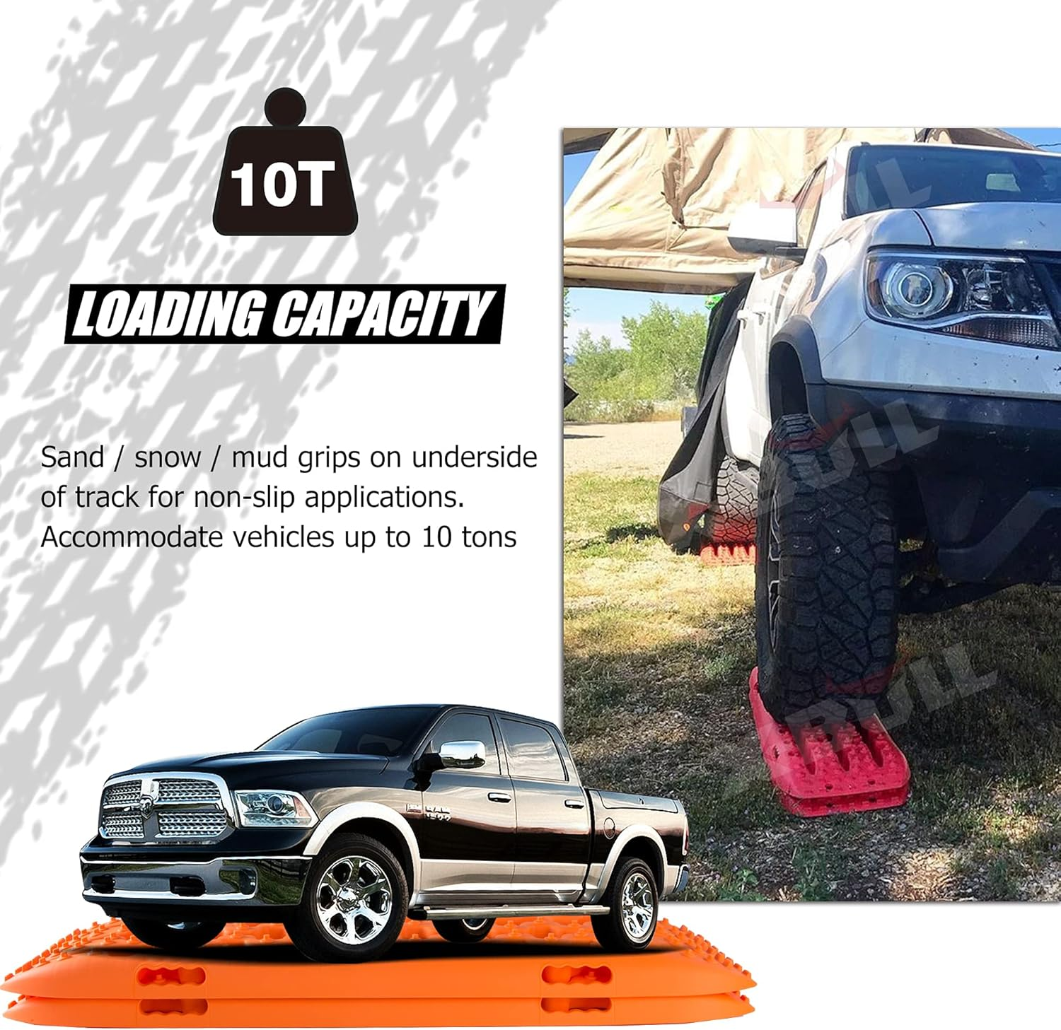 X-BULL Recovery Tracks with Bag and Mounting Pin Set 4X4 Recovery Boards Offroad 4Wd Tracks 22046LBS/10000KG Stand for Automotive Accessories Tires and Wheels in the Sand Mud Snow(Gen 3.0) image number 1