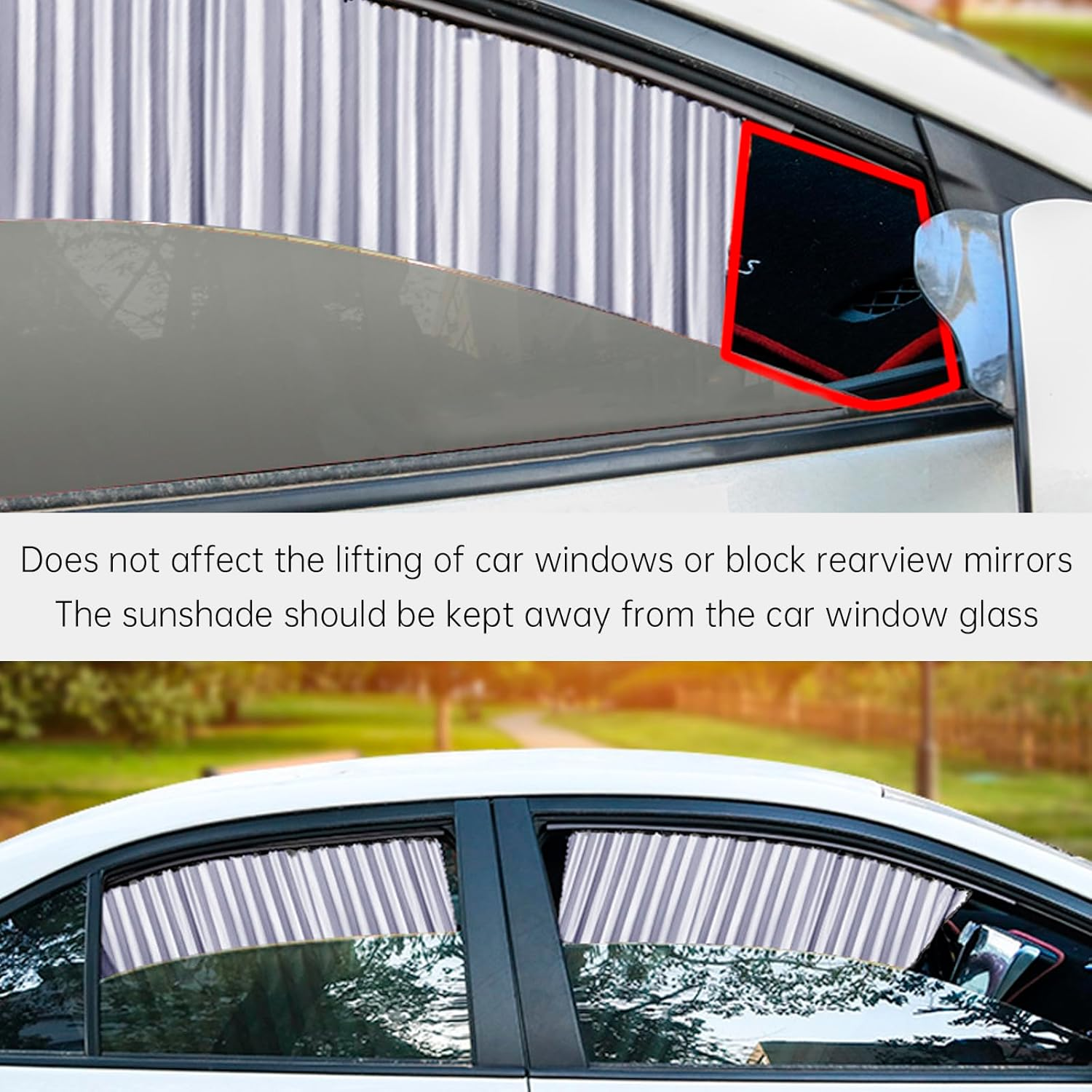 Areyourshop Car Side Window Sun Shade Car Privacy Sunshade，Privacy Curtains with Thermal Insulation Protection，For Breastfeeding Taking a Nap Changing Clothes Camping Gray - Black image number 2