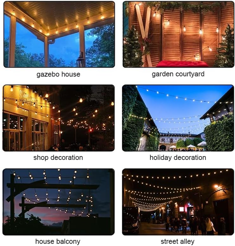 ZCOINS 15M LED Outdoor Hanging String Lights, 25 Bulbs+1 Spares LED Waterproof and Shatterproof Fairy Lights for outside Party, Garden, Balcony, Porch, Deck, Home, Backyard - 30M 50 Bulbs+2 Spare image number 3