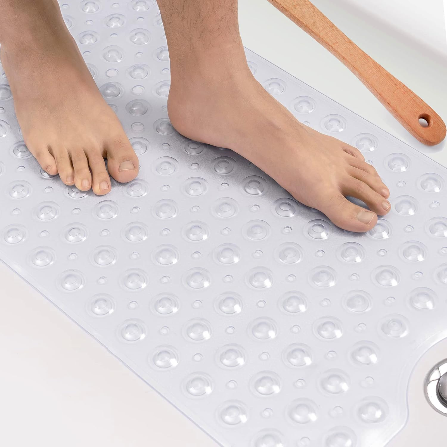 Non-Slip Bath Mat with Suction Cups, GVTECH 100X40Cm/40X16In Extra Long Bathtub Mats | Anti-Mould, Machine-Washable, Latex-Free | Shower Mat Ideal for Elderly & Children (White) image number 6