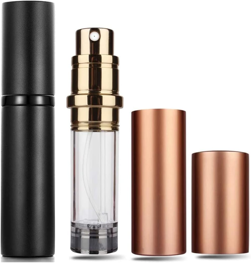 Travelofo Mini Perfume Bottles, Refillable Spray Atomiser, 5Ml Leak-Proof Dispenser for Travel, Luxury Gift for Men & Women (Black & Pink) image number 1