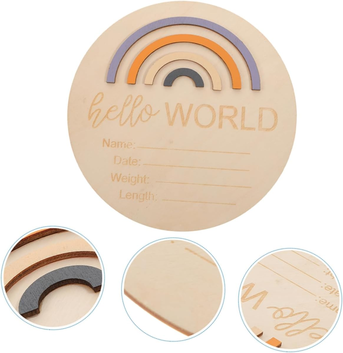 VANZACK 2Pcs Wooden Monthly Milestone Cards for Photoshoots Milestone Wooden Circles for Nursery Decor for Newborn Photography image number 2