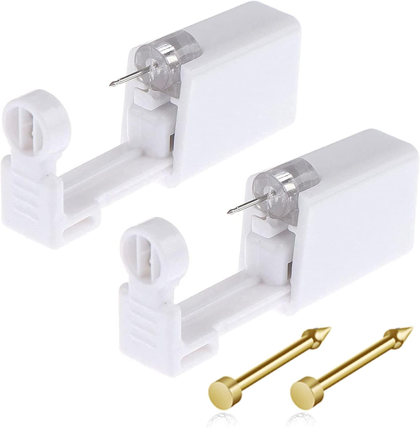 Nose Piercing Gun Kit 6Pcs Disposable Nose Piercing Kit Including 2Pcs Self Nose Piercing Gun with 2Pcs Built-In Nose Stud and 2Pcs Clean Tools for Nose Cartilage Piercing Kit(Gold)